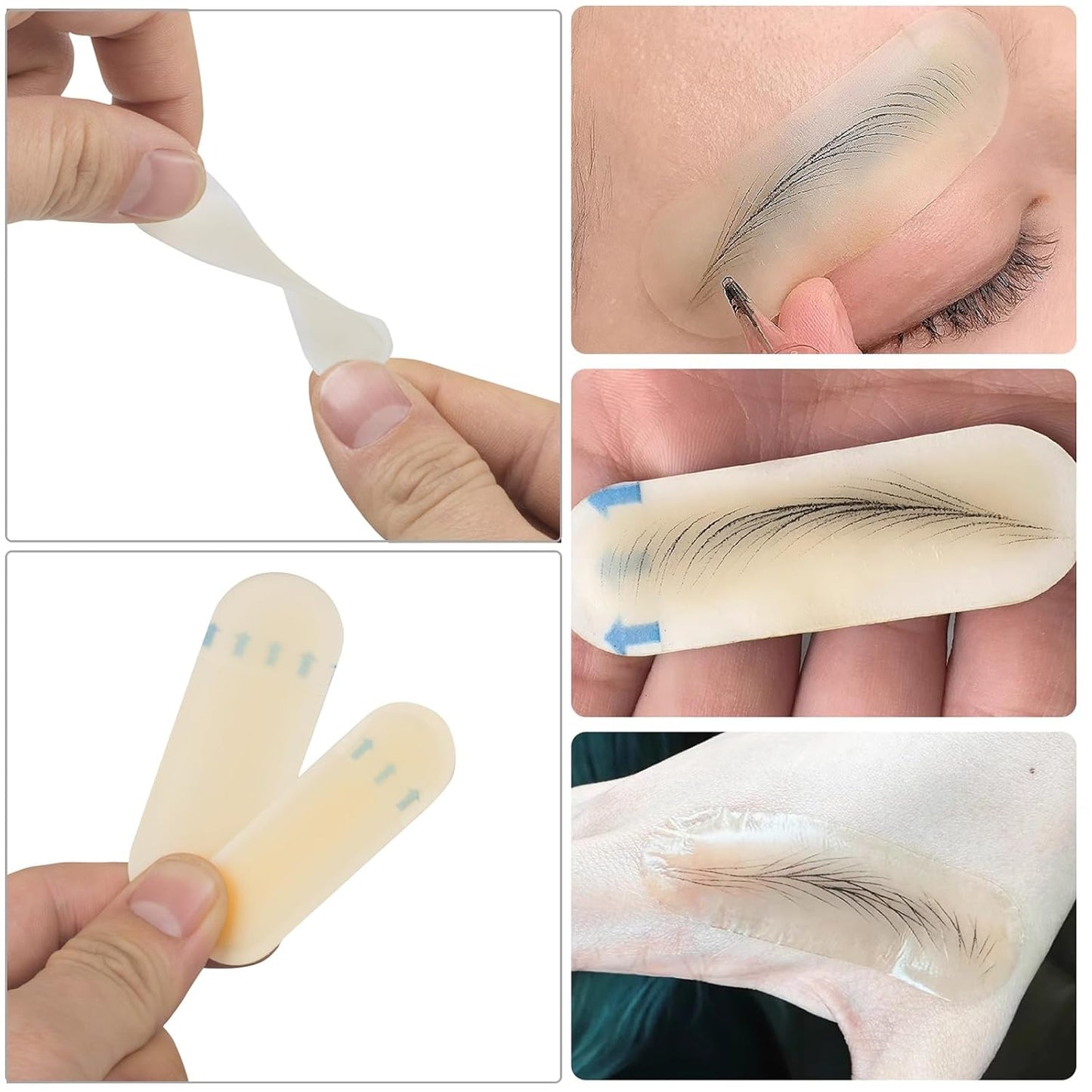 HOINCO 20PCS Eyebrow Practice Tattoo Supplies Fake Skin BrowAid Practice Bandage PMU Silicone Eyebrow Tattoo Conversion Sticker.