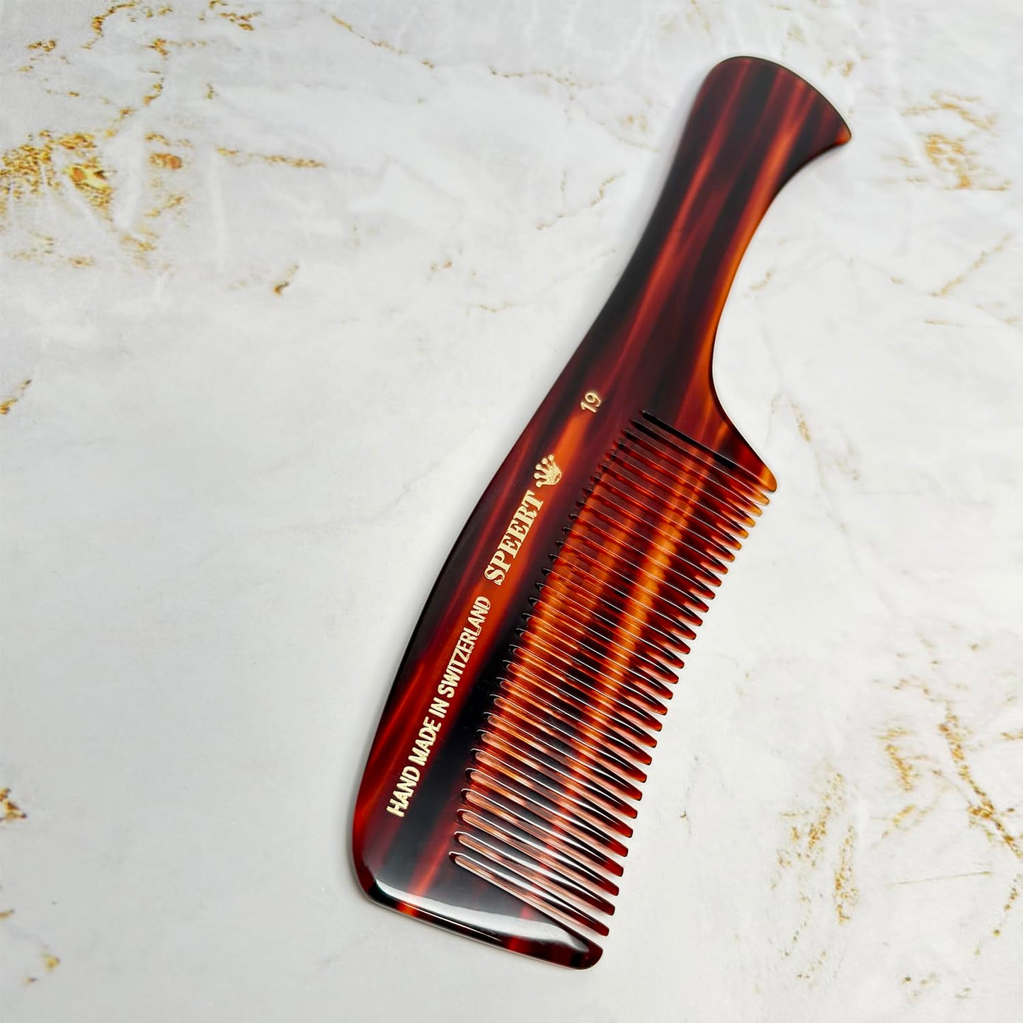 #19 Handmade Wide Tooth Rake Comb Tortoise Havana Acetate Large Handle Thick Coarse Curly Hair Detangling Parting Grooming Teasing Hair Styling Hairdresser Barber Hairdressing Wet Dry Pocket