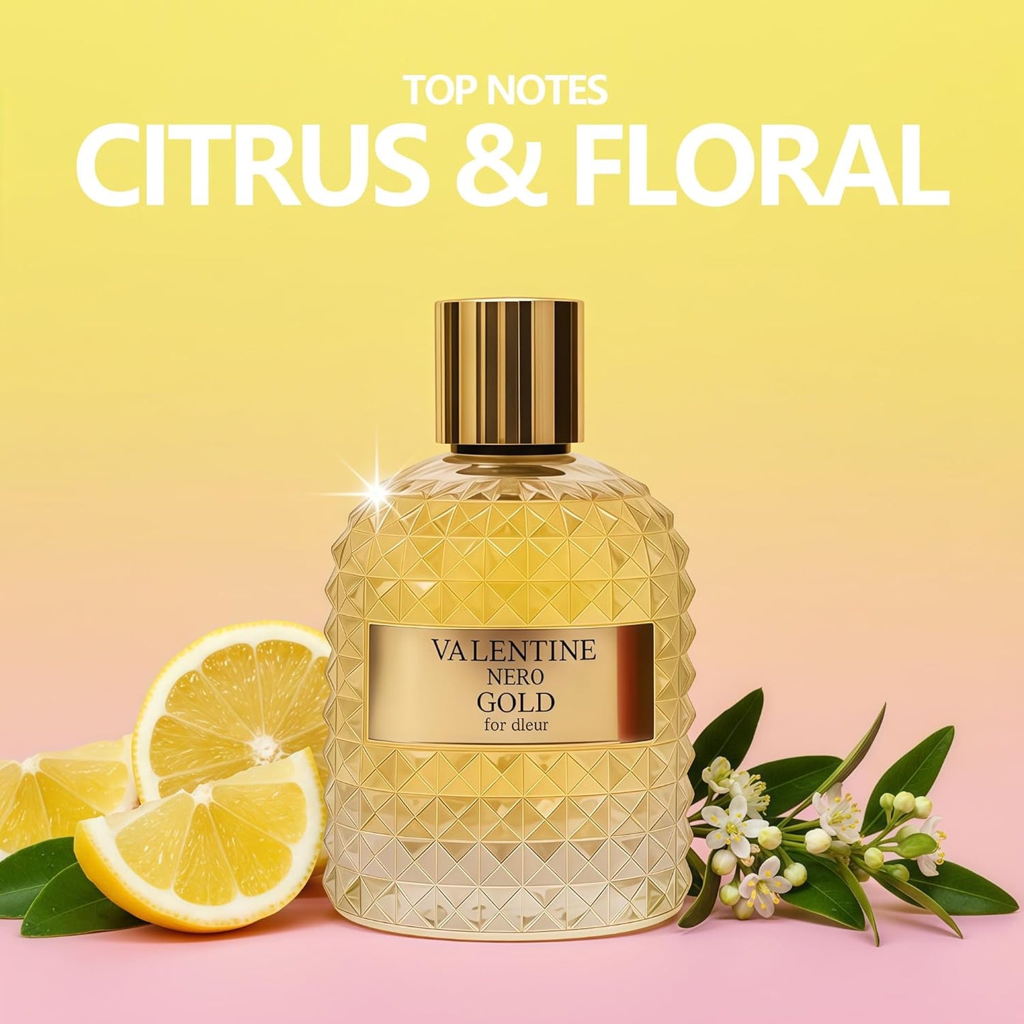 Cologne for Men Valent Nero Gold 3.4 Fl Oz Eau de Toilette Spray Noted with Floral,Lemon, Rose Essence, Sensual White Musk Fragrance Men's Perfume for Daily Use