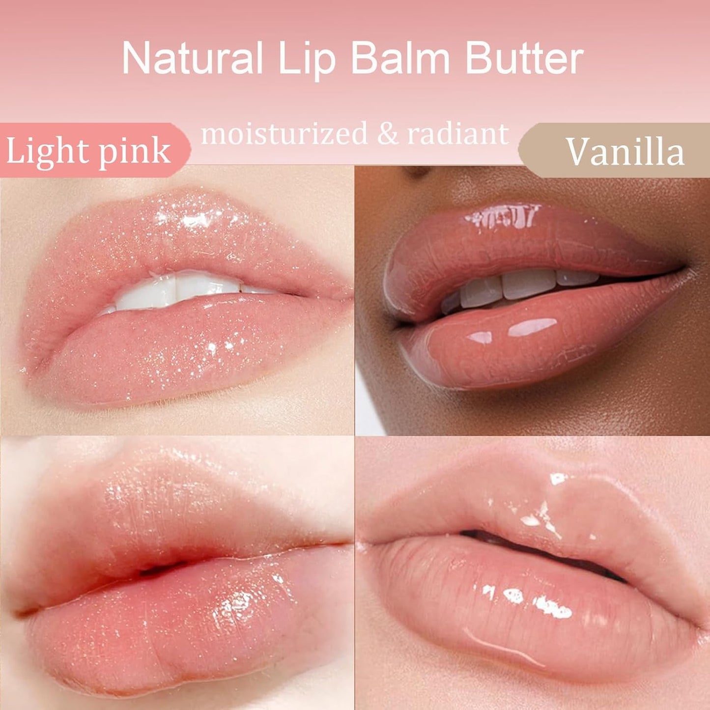 2 PCS Summer Lip Glossy Butter Balm Set, Tinted Lip Balm Long-Lasting Hydrating and Moisturizer, Glitter Lip Glossy Soften Dry Lips and Lip Care, Christmas, Birthdays Gifts for Women and Teen Girls