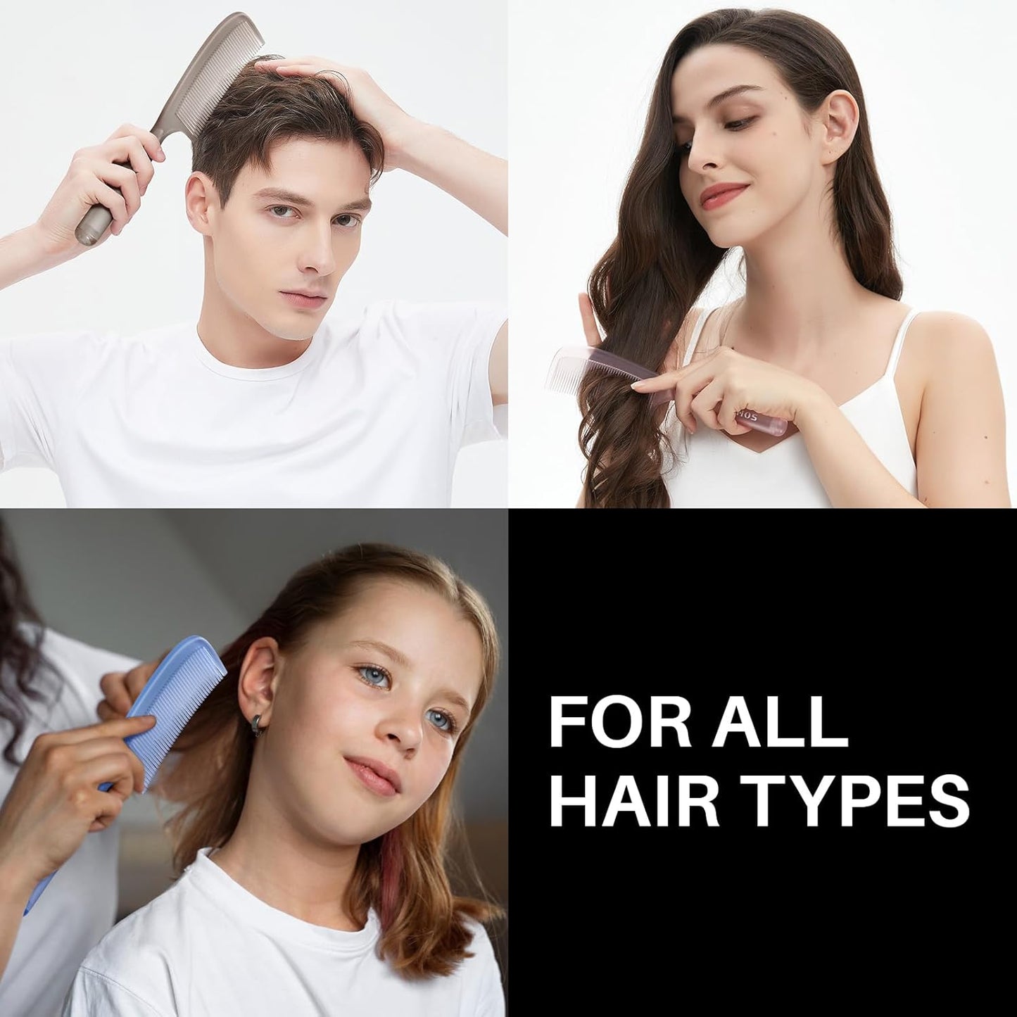 RHOS Detangler Hair Comb for Women and Men-Wide Tooth Comb for Curly,Thick,Wavy,Long Hair,Large Tooth Detangling Comb for Wet and Dry Hair-Styling Essentials Round Handle Hairdressing Comb(Blue)