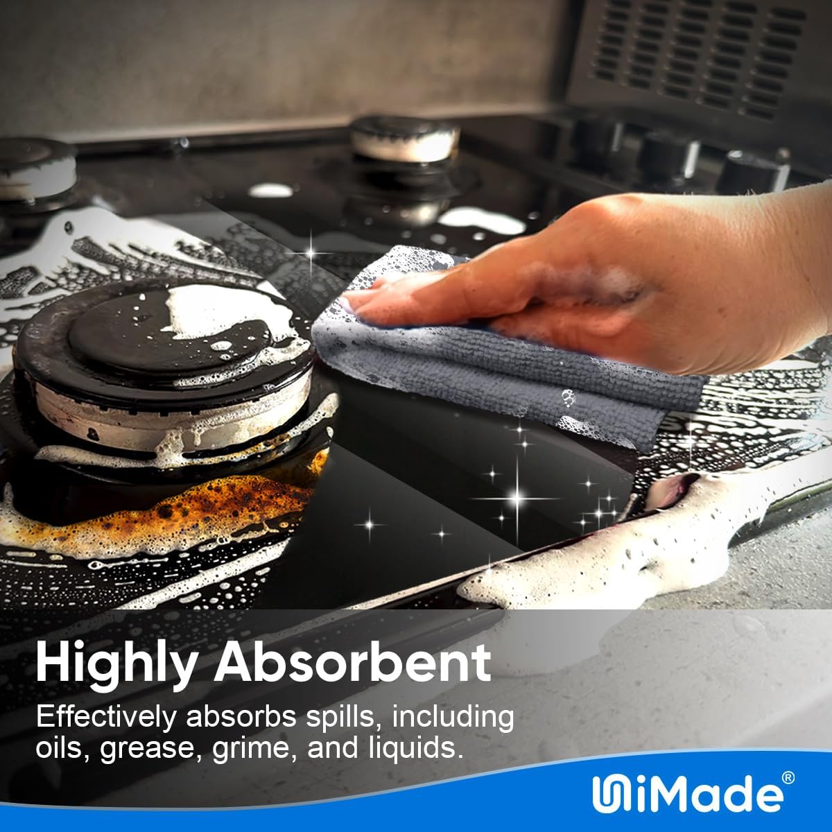 Shop Towel Rags, 10 Pack Reusable Shop Rags Bulk Microfiber Cleaning Cloth Lint Free Cleaning Towels for Car Kitchen Automotive Bar Mechanic Restaurant Garage, 11.5"x 11.5", Grey