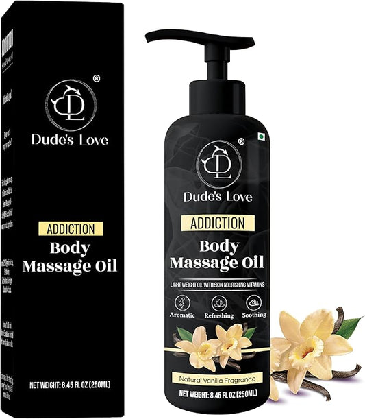 Organic - Vanilla Edible Full Body Massage Oil - No Stain & Non-Sticky | with Fractionated Coconut Oil, Vanilla & Jasmine Oil, Date Night | Massage Oil for Massage Therapy - 8.45 Fl Oz