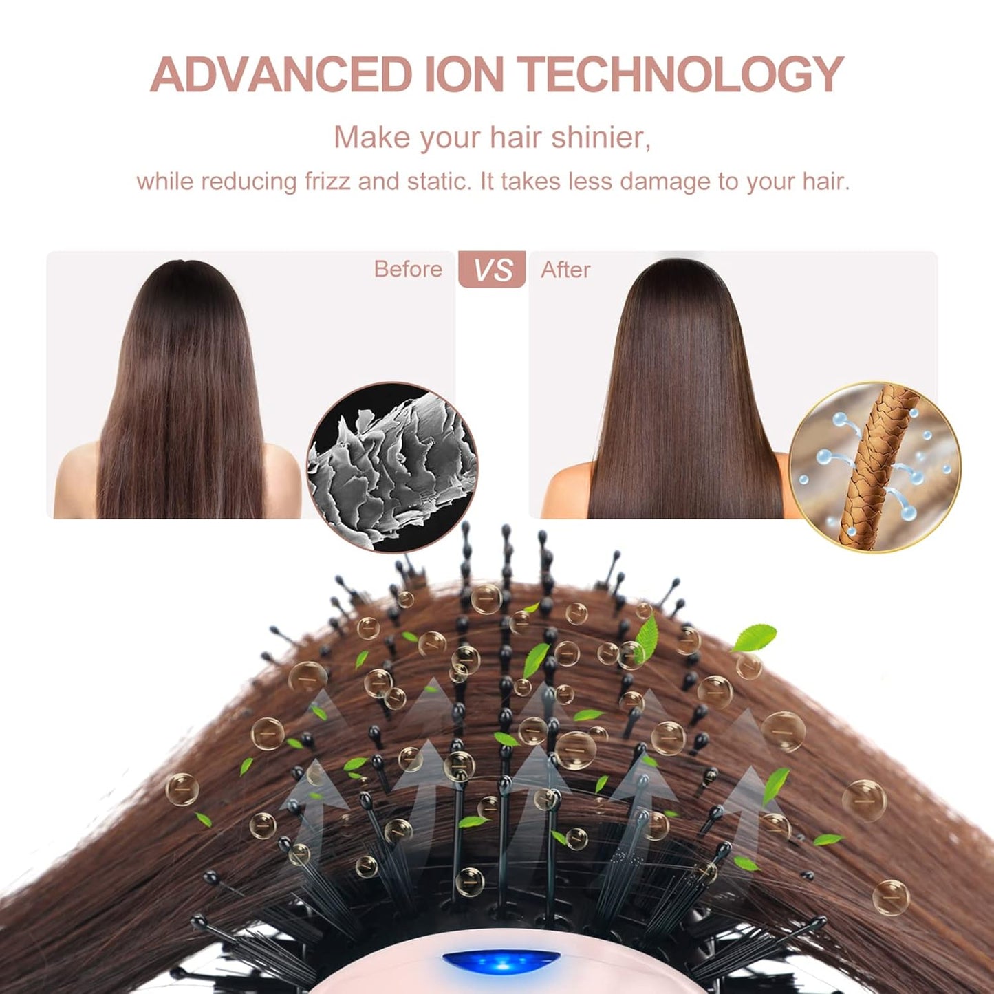 Hair Dryer Brush, Aima Beauty One Step Hair Dryer and Styler Volumizer with Negative Ion for Reducing Frizz and Static, Hair Styling Tools, Pink