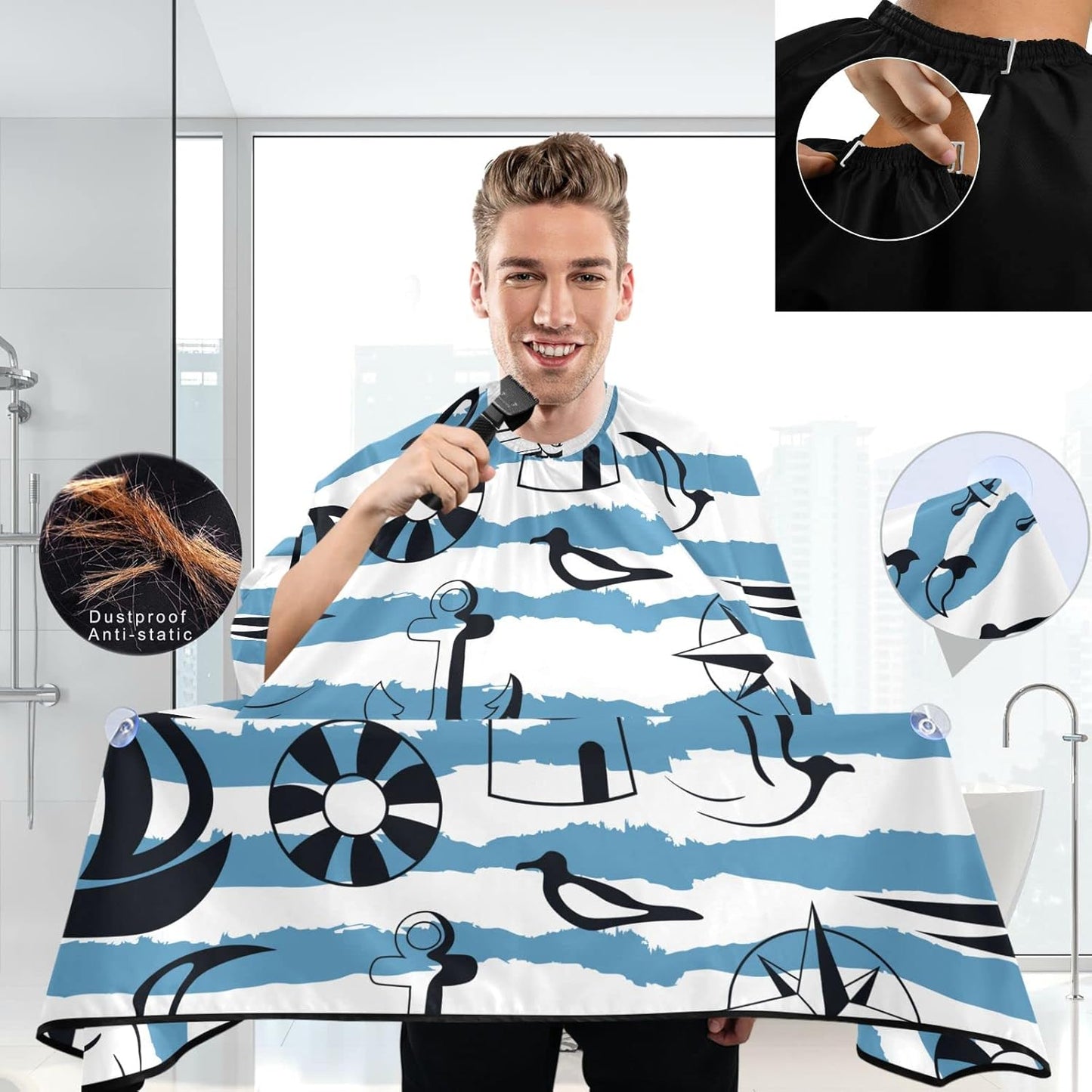 visesunny Barber Cape Sea Travel Polyester Hair Cutting Salon Cape Apron Anti-Static Haircut Water-Resistant Shaving Cloth Beard Shaving Bib Hairdressing Cape