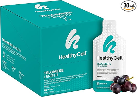 HealthyCell Telomere Length - Anti Aging Supplement with Cats Claw for DNA Repair, Cell Health, Stem Cell Support - Clinically Proven Ingredient AC11 - Maximum Absorption - 30 Gel Packs