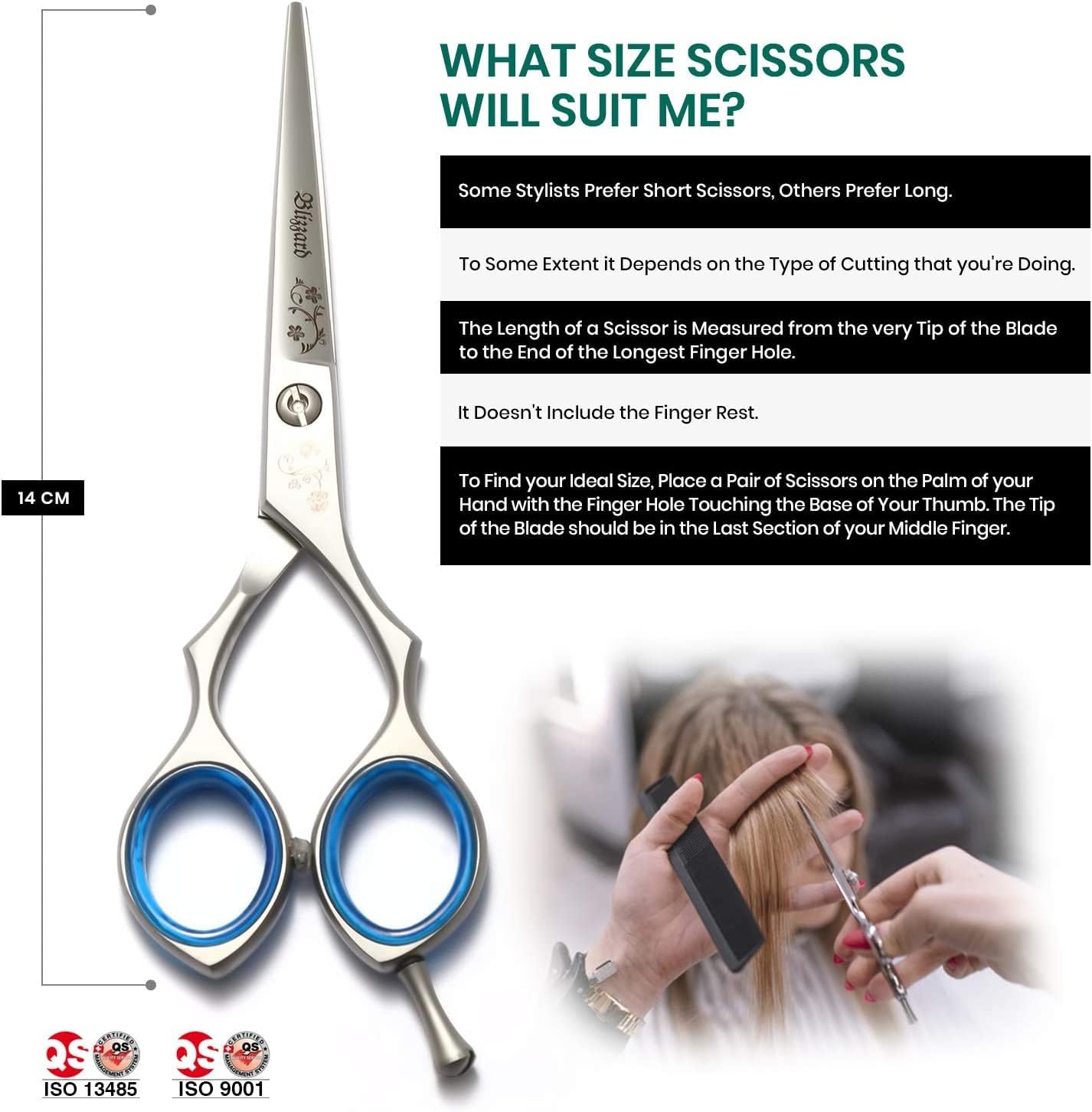 Blizzard Professional Hair Cutting Scissors – 5.5 inch VG10 Cobalt Haircut Shears with Razor Sharp Blades - Matt Finish Barber Hairdressing Travel Case for Salons & Home Use