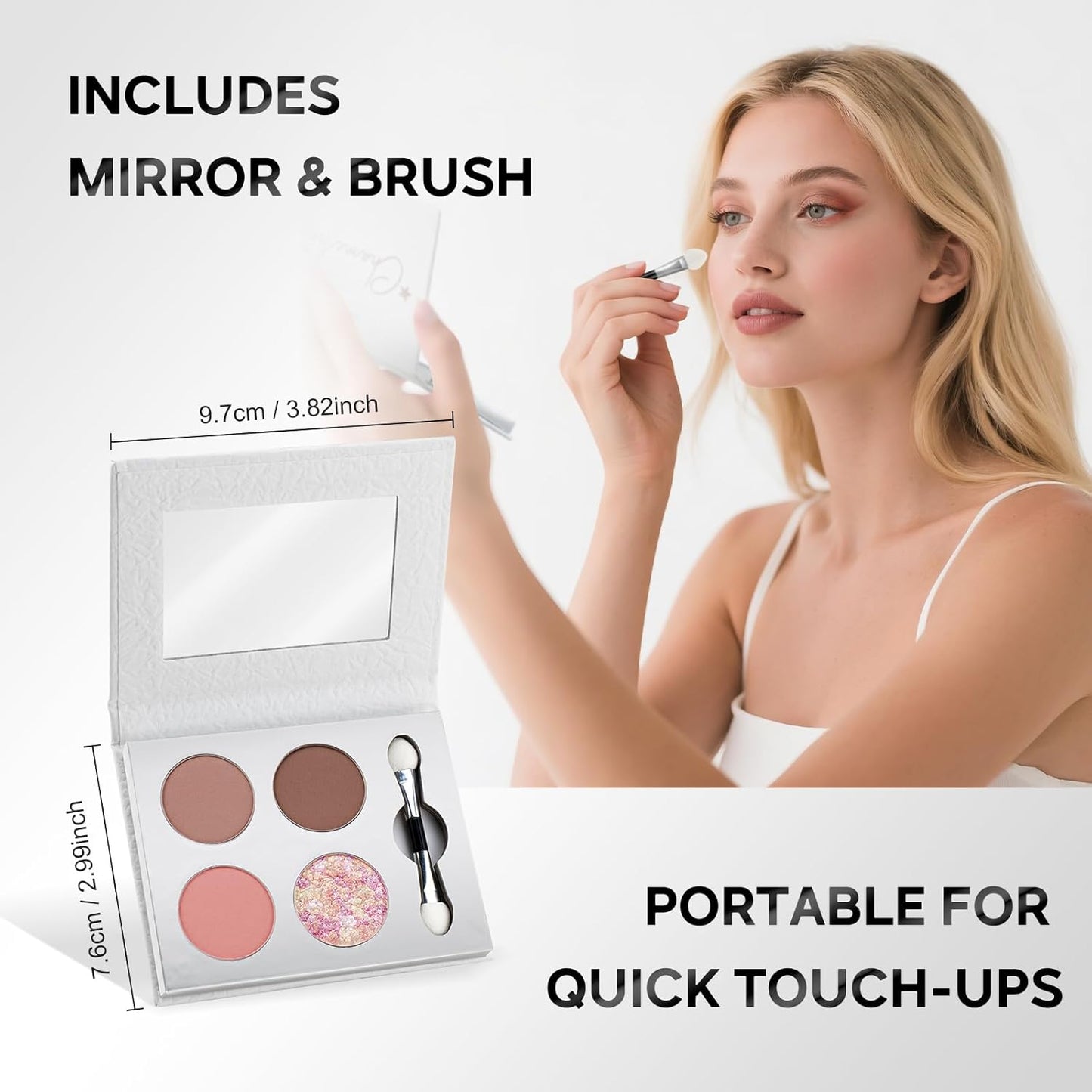 Color Nymph Eyeshadow Palette, Pink Eye Makeup Pallet with Matte & Holographic Glitter Multichrome Eyeshadow, Travel-Friendly Compact with Mirror & Brush, High-Pigment & Long-Lasting (Pink & Neutral)