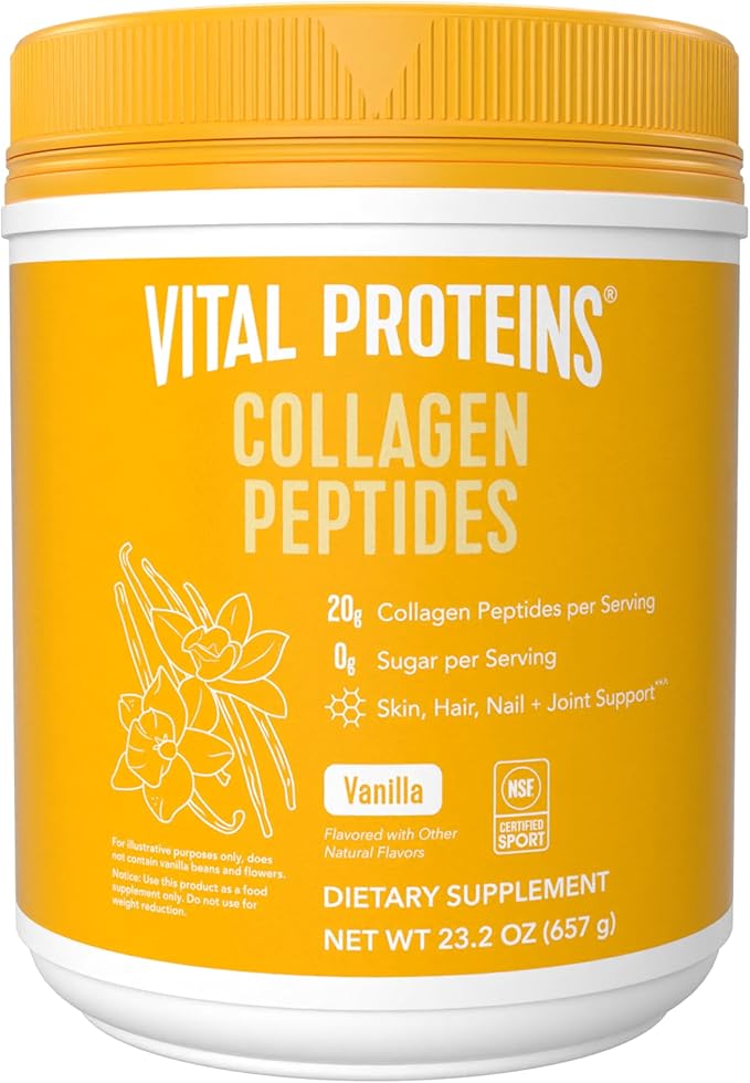 Vital Proteins Grass Fed Collagen Peptides Powder, Helps Support Healthy Hair, Skin, Nails, Bones and Joints - Hydrolyzed Collagen - Vanilla 23.2 oz