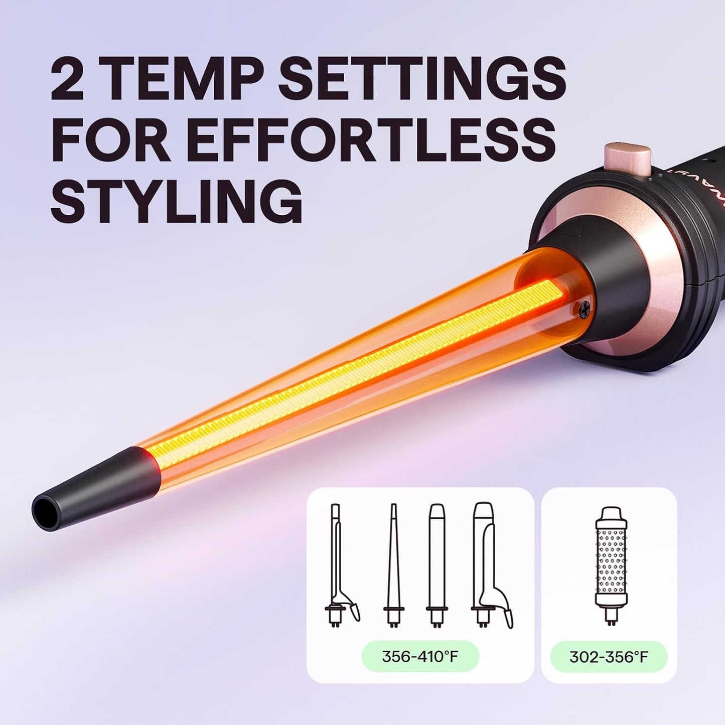 Wavytalk 5 in 1 Curling Iron Set with Curling Brush and 4 Interchangeable Ceramic Curling Wand (0.35"-1.25”), Wand Curling Iron Instant Heat Up, Dual Voltage Hair Curler