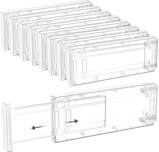 Lifewit 8 Pack Drawer Dividers 4" High, 11-17" Adjustable Dresser Drawer Organizers for Clothes, Expandable Dresser Separators in Bedroom/Bathroom/Kitchen/Vanity/Office Organization and Storage,Clear