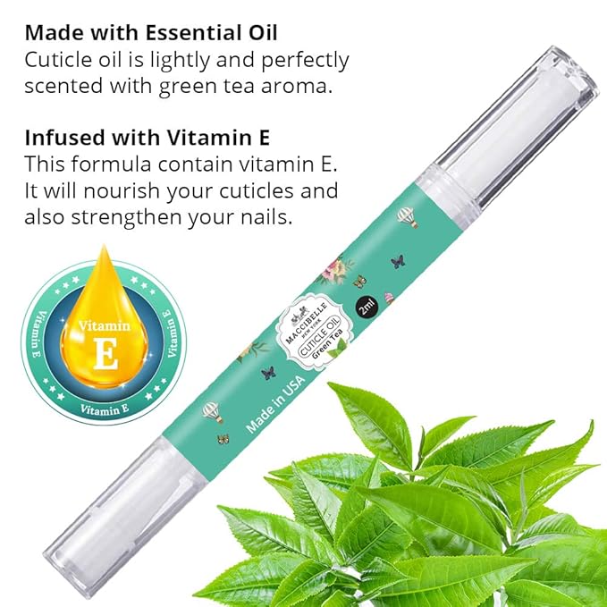 Maccibelle Pure Cuticle & Nail Oil Pen 2ml Heals Dry Cracked Cuticles (Green Tea)
