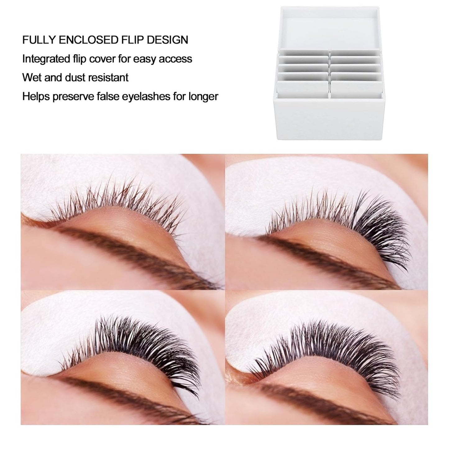 10 Layers Acrylic Eyelash Storage Box, Eyelash Holder Extension Tool with Magnetic Bottom, Makeup Organizer False Eyelashes Glue Pallet Holder, Grafting Eyelash Extension (White)