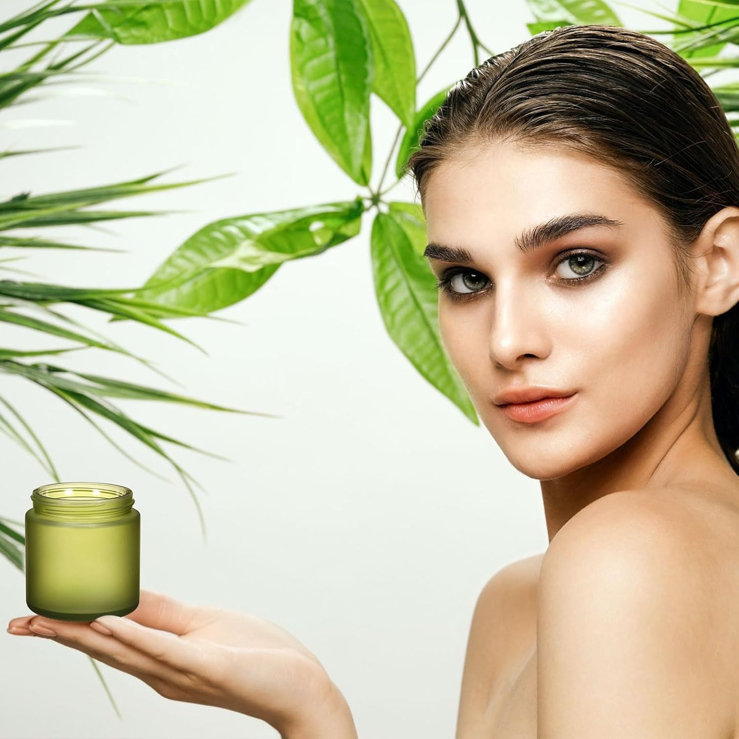 Norme 24 Pcs 4 oz Glass Jars with Lids Leakproof Round Airtight Empty Cosmetic Jars with Inner Liners Lid for Storing Lotions Powder Ointments Candle Making Tins (Pea Green)