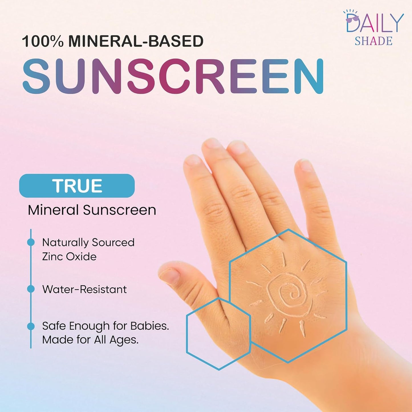 Babe Shade Kid's Tinted Mineral Sunscreen for Face & Body with SPF 30 - Non-Nano Zinc, Reef Safe, Travel Size, Water Resistant & Hypoallergenic Skin Care for All Types of Skin Tone - 90ml