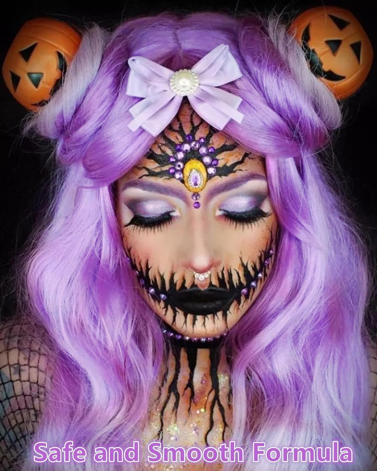 Go Ho Makeup Pastel Purple Cream-Blendable Stick-Waterproof Pastel Purple Professional SFX Witch Ursula Face Paint,Safe Facepaint&Lip Smacking for Halloween Costumes Cosplay