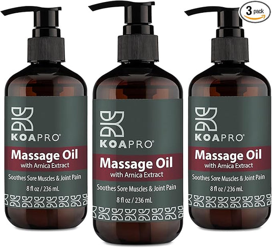 KOAPRO Arnica Sore Muscle Massage Oil for Massage Therapy - Anti-Cellulite Skin Therapy Oil with Chamomile, Lavender, Peppermint to Soothe Tired Muscles & Joint Pain, Deep Tissue Extract 3 Pack