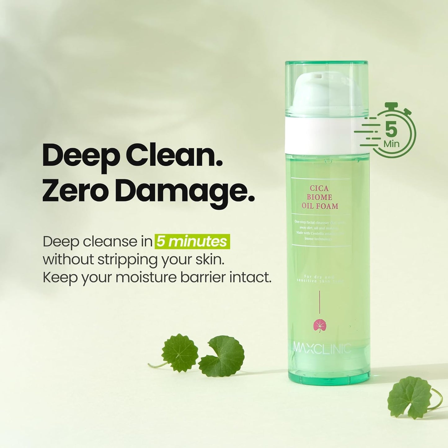 MAXCLINIC [K-Beauty] Cica Biome Oil to Foam - All-in-One Korean Face Wash OilBased Foaming Facial Cleanser - Deeply Hydrating & Moisturizing Makeup Deep Cleansing Oil for Sensitive Skin (3.88 fl oz)