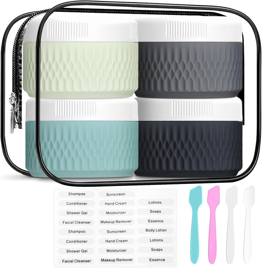 Silicone Cream Jars, BPA Free, TSA Approved 1.3oz Travel Size Containers, Leak-proof, 40ML, Black