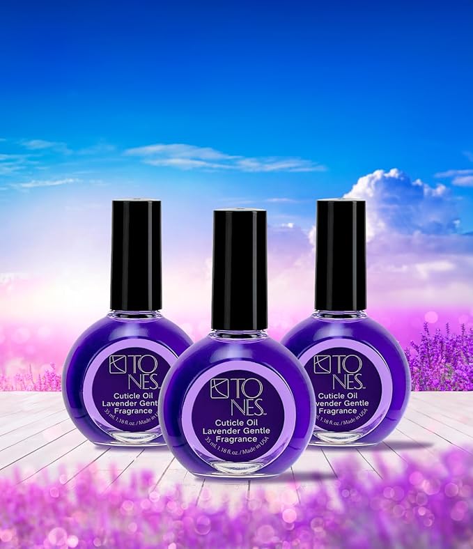 TONES Cuticle Oil - Premium, Skin Conditioning Nail Oil - Hydrates and Repairs Dry, Cracked Cuticles - Cruelty Free, 7-Free Nail Supplies - Made In The USA (1.18 Fl Oz, Lavender)