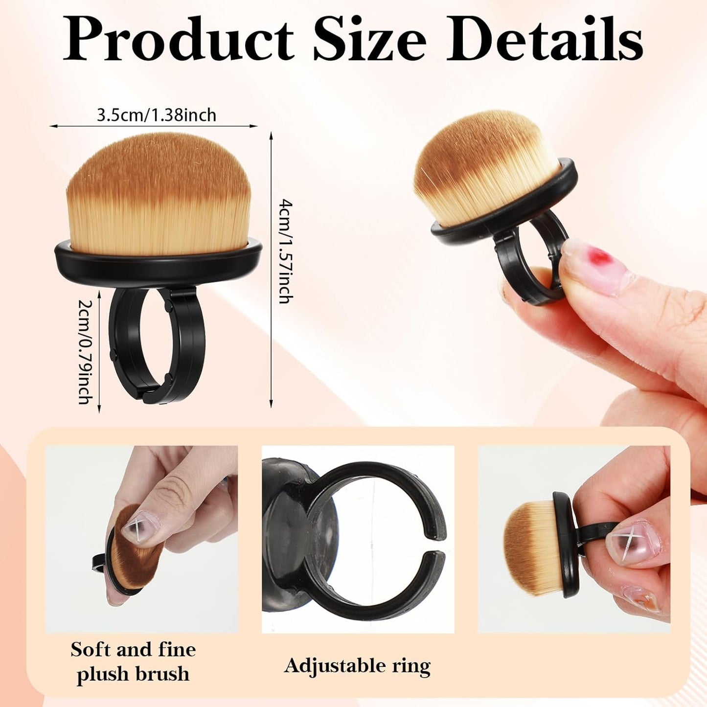 4 Pcs Nail Dust Cleaning Brush Ring, Soft Nail Brush Portable Nails Duster Tools for Manicure And Pedicure,Black and White