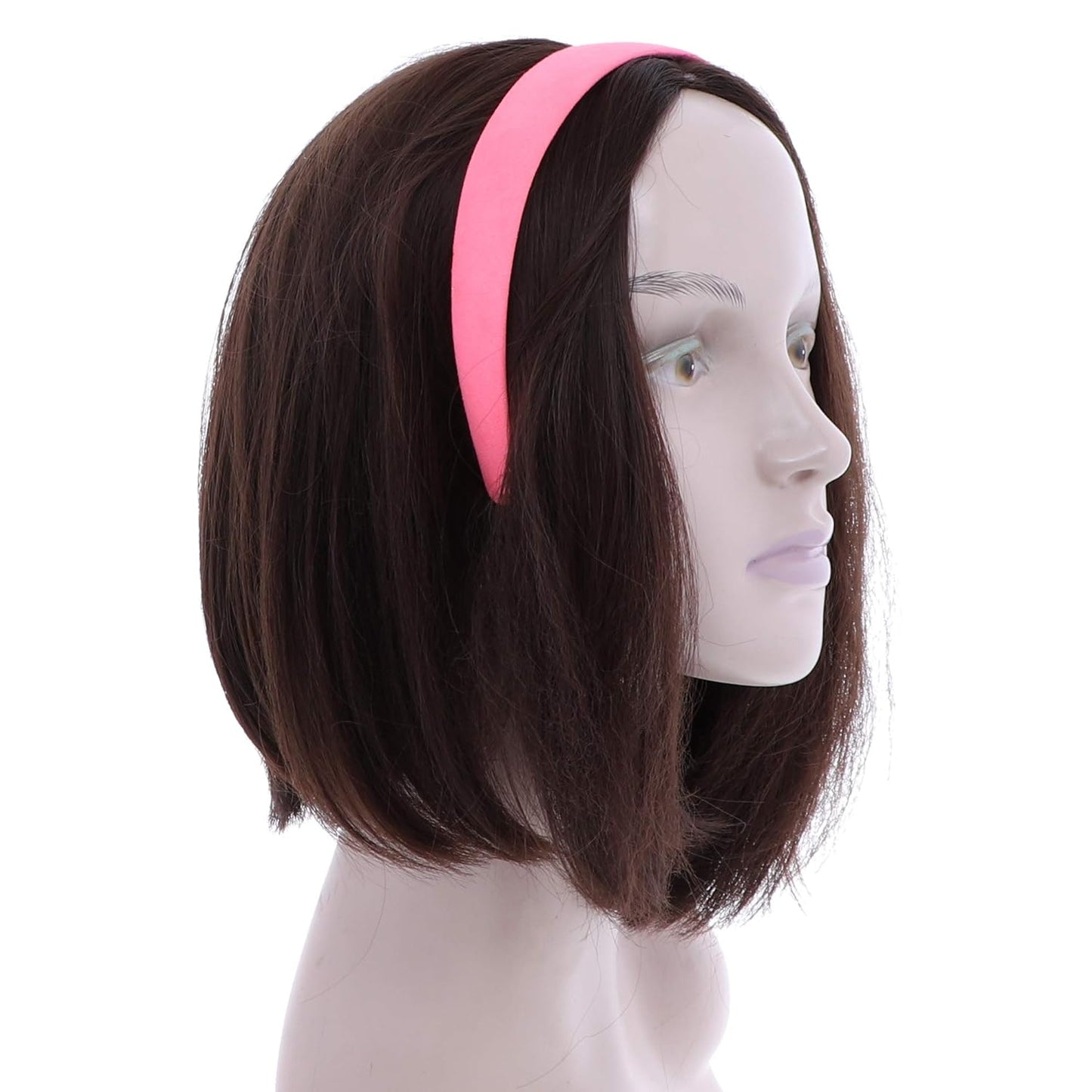 1 Inch Wide Suede Like Headband Solid Hair band for Women and Girls (Neon Pink)