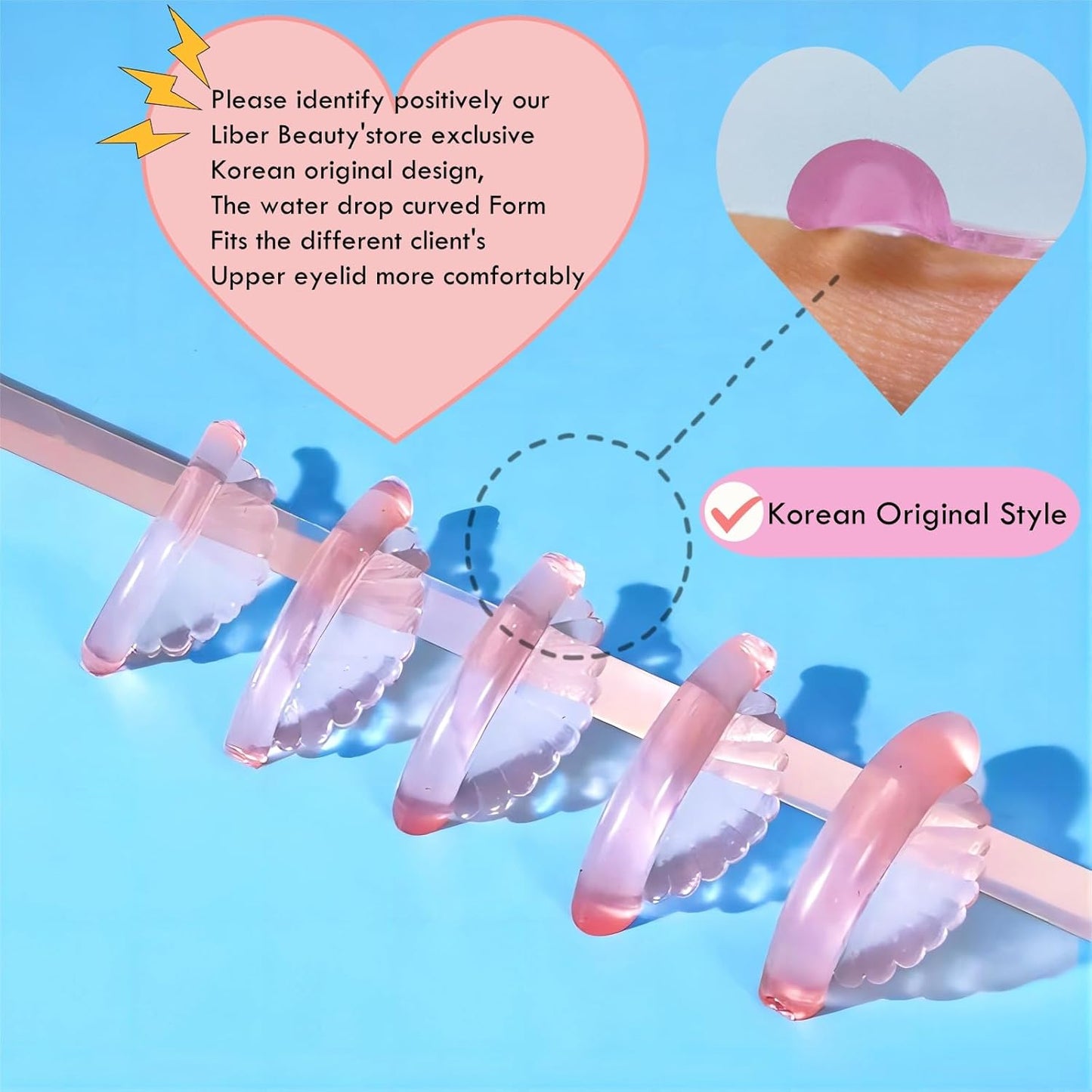 Korean Lash lift Pads Shields 2025 New No glue Eyelash Lifting Shield Self Sticky Lash Perm Rods Lami Lamination Roller U Curler Pad Soft 5 Size Air Bubble Silicone-Light Weight Guard