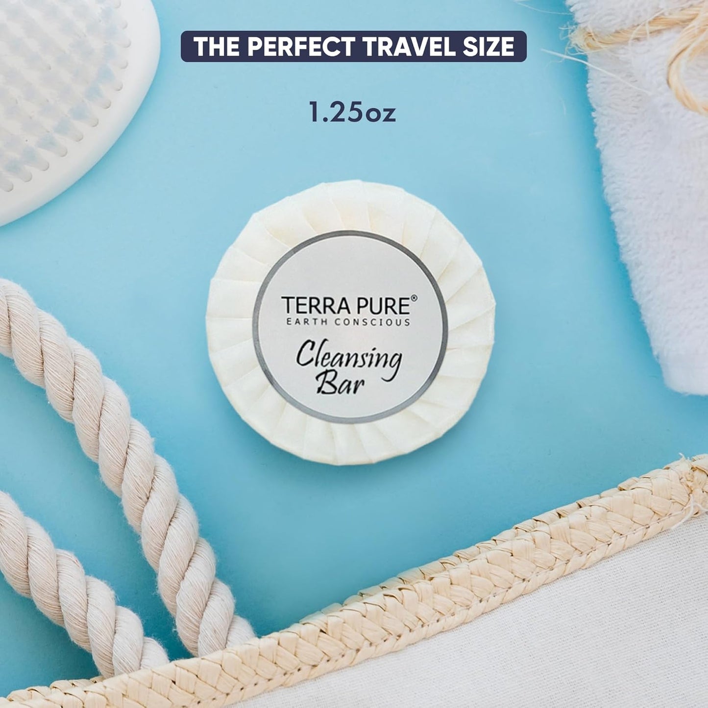 Terra Pure White Tea & Coconut Soap | Travel Size Toiletries Bulk Set for Hotel Essentials | 1.25 oz Bar Soap | 300 Pieces