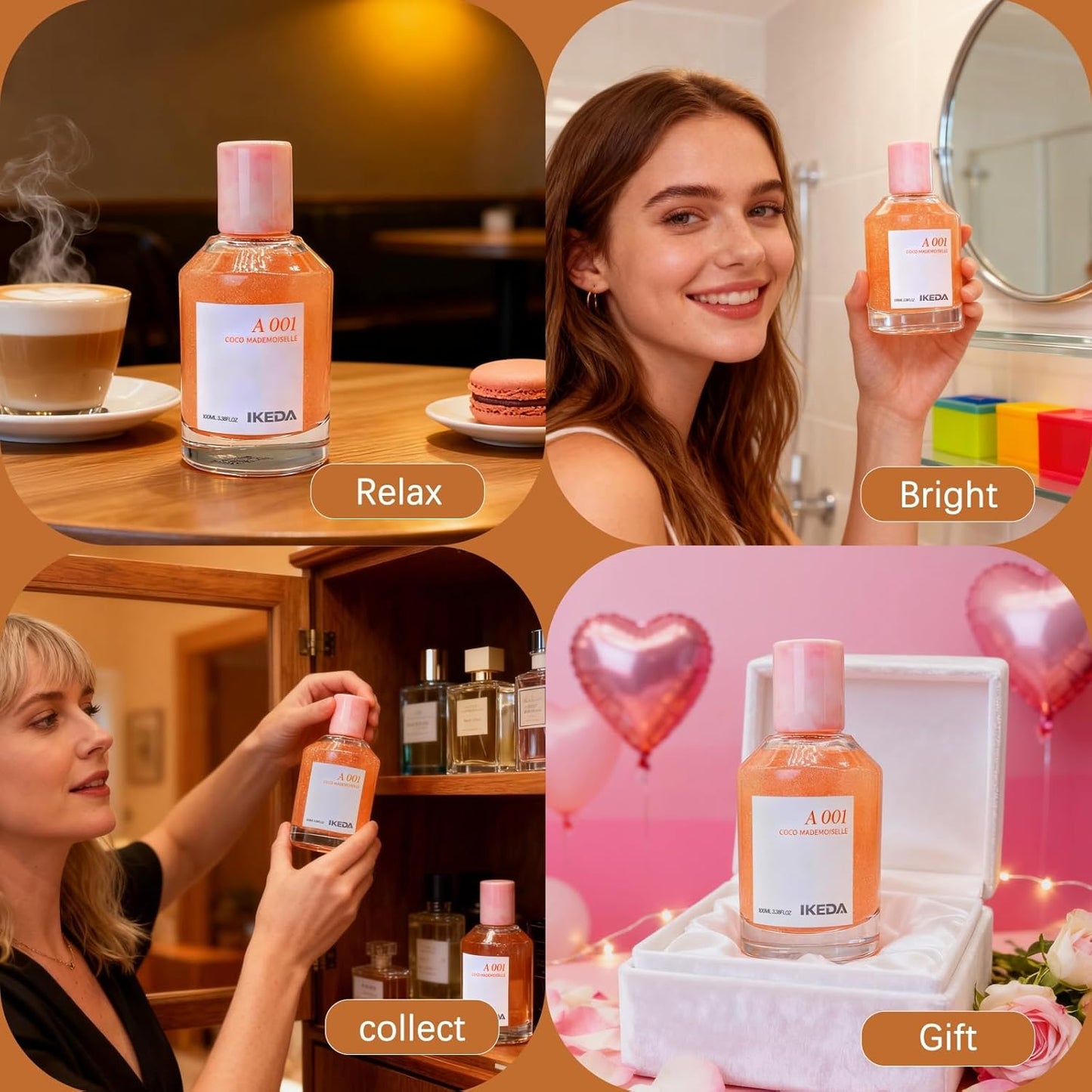 Ikeda Women's Eau de Parfum N° 506,100ml Long-Lasting Perfume Spray for Women & Men, Orange,Rose,Jasmine,Vanilla,Bergamot, Floral & Spicy, Gift for Romantic,Sweet,Warm Parfum