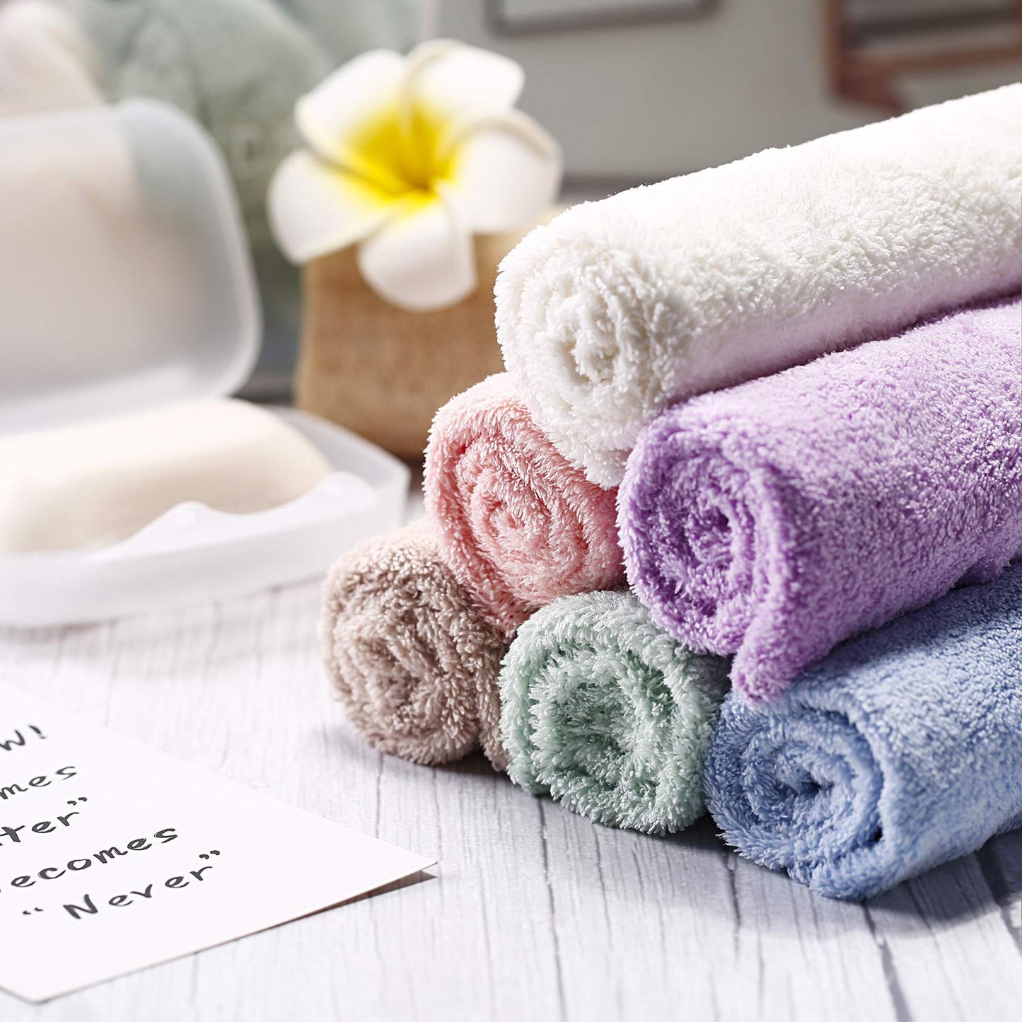 Syhood 12 Pcs Face Wash Cloth 10 x 10 Inch Makeup Remover Cloths Microfiber Facial Wash Towel Coral Velvet Reusable Soft Cleansing Towel (Pink, Green, Brown, Purple, Blue, Beige)