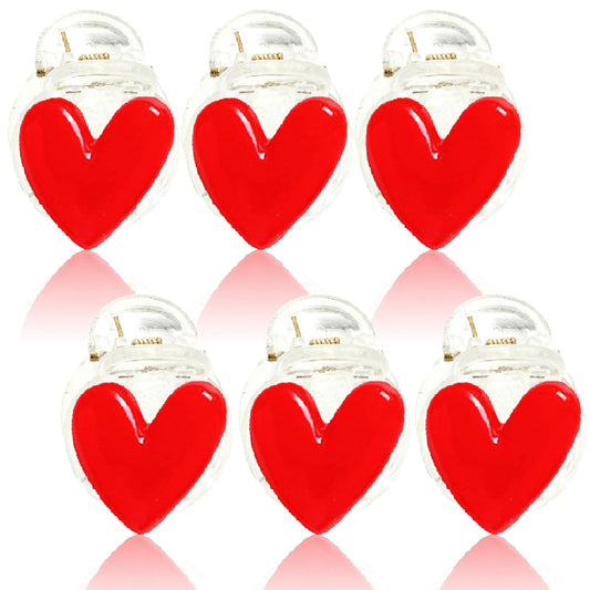 6PCS Red Heart Hair Claw Clip Small Love Heart Valentines Hair Clips for Women, Valentine's Day Party Hair Styling Accessories (Red / 6P)