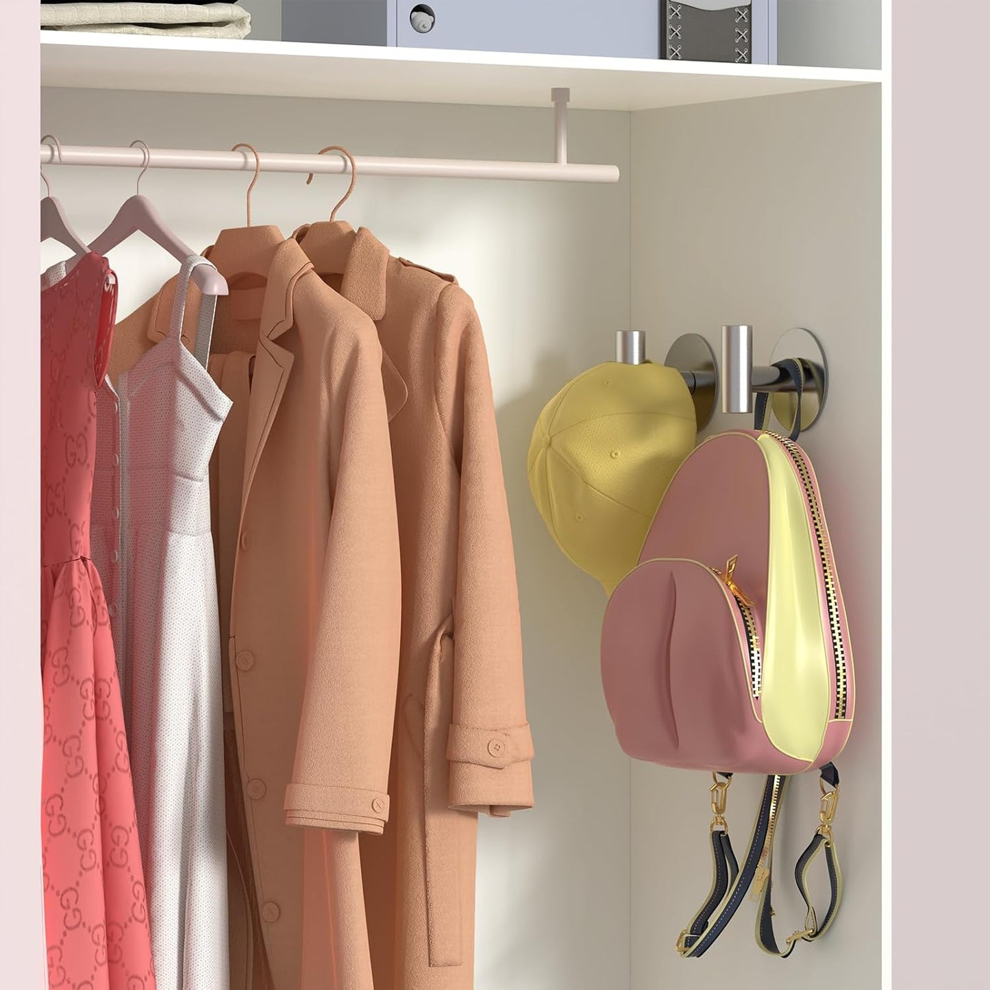 Heavy Duty Self-Adhesive Coat Hooks, Stainless Steel Towel Hooks for Bags, Towels, Robes, Hats, Aprons – No Drill Bathroom, Kitchen, Hotel Wall Hooks (2 Pack, Silver)