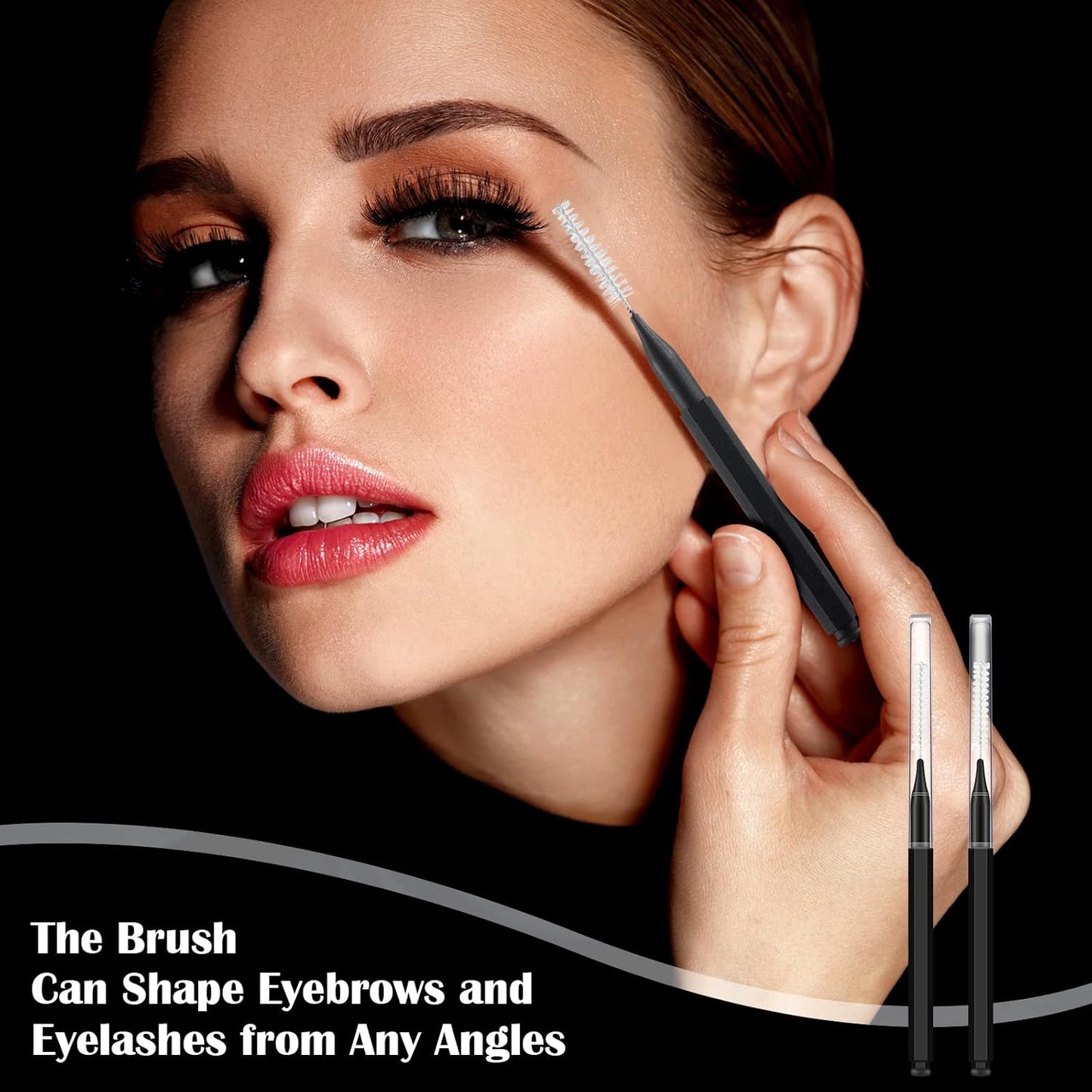 Patelai 150 Pieces Micro Eyebrow Brush with Cap Brow Lamination Spoolie Comb Lift Tools Lash Filler Eyelashes Extensions Eyebrows(Black)