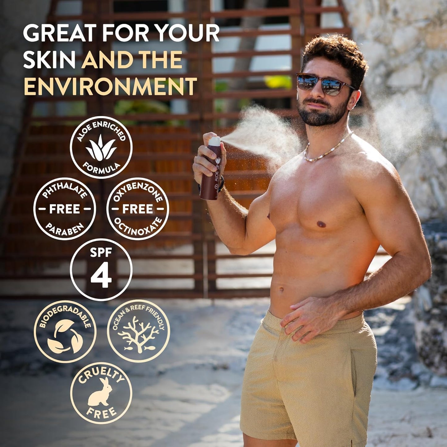 ALOE UP Aloe Vera Quick Dry Tanning Oil Spray 6 Fl Oz – Reef Safe Outdoor Sun Screen & Tan Oil, Non-Greasy, Fast Absorbing, SPF 4, 2 Pack – Brown, Medium Skin Tone