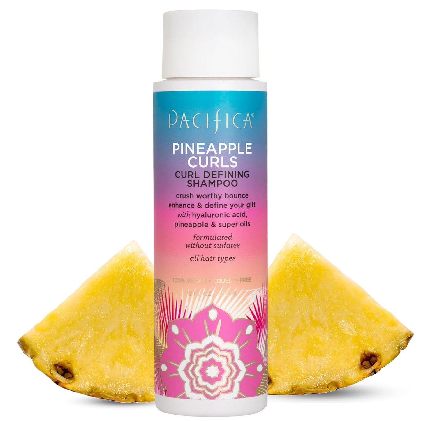 Pacifica Beauty 12.0 Fl Oz Pineapple Curls Curl Enhancing Shampoo - Hydrating & Frizz Control with Argan Oil & Hyaluronic Acid, Vegan + Cruelty Free