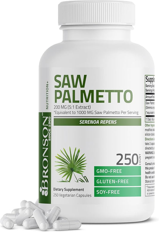 Bronson Saw Palmetto Extra Strength Supports Healthy Prostate Function & Urinary Health Support - Non GMO, 250 Vegetarian Capsules