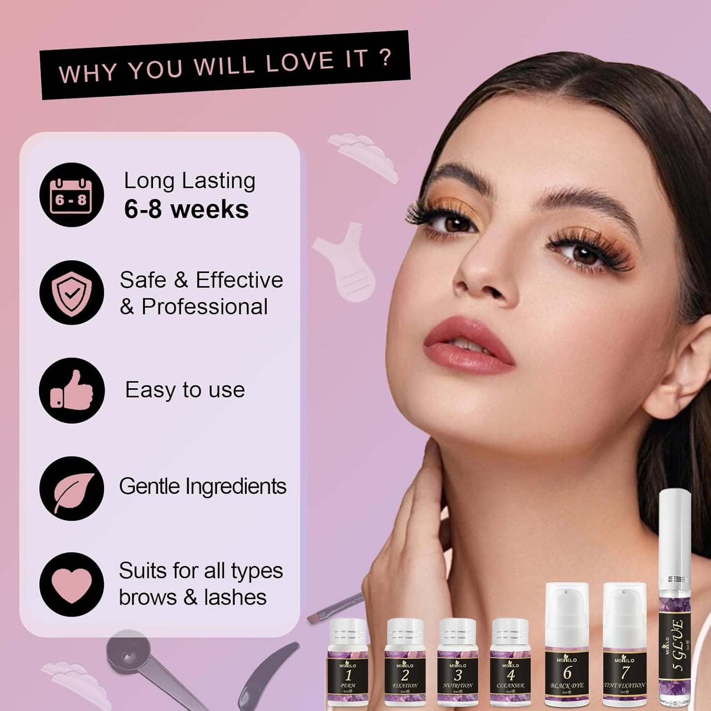 Lash Lift Kit & Brow Lamination Kit, Eyebrow Lamination & Eyelash Lift Kit, Eyelash Perm Kit, Professional Eyelash Lifting Kit, for Beginners, DIY at Home