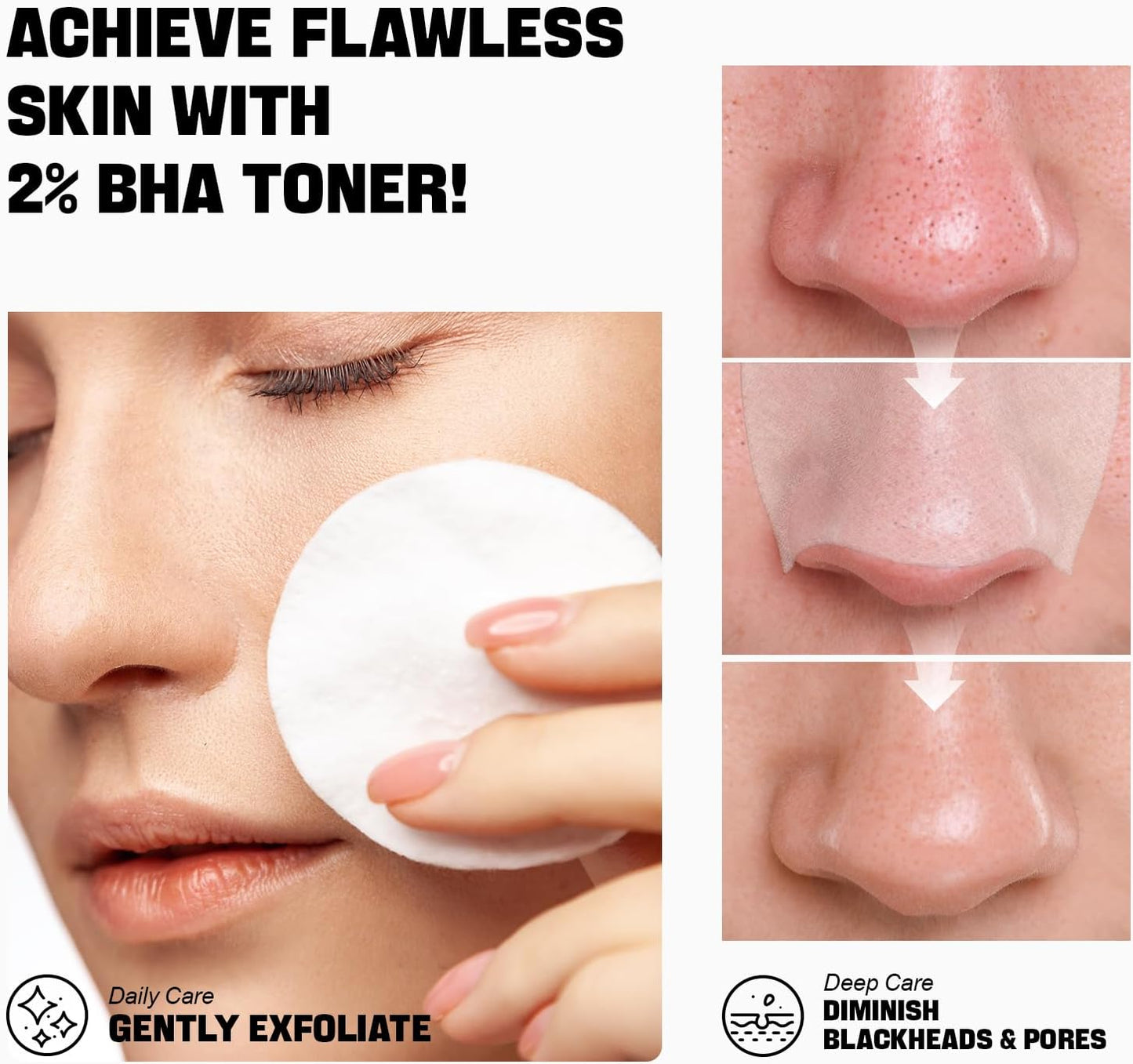 Salicylic Acid Toner, Blackhead Remover, BHA Liquid Exfoliant (CICA, 3.38OZ, Travel Size), ZealSea Pore Minimizer for Face, Gentle Alcohol Free BHA Toner for All Skin with Niacinamide, Redness Relief