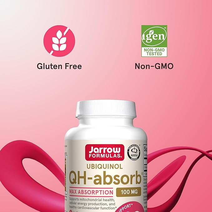 Jarrow Formulas QH-Absorb, 100 mg, Ubiquinol Dietary Supplement for Healthy Cardiovascular Function, 60 Softgels, 60 Day Supply