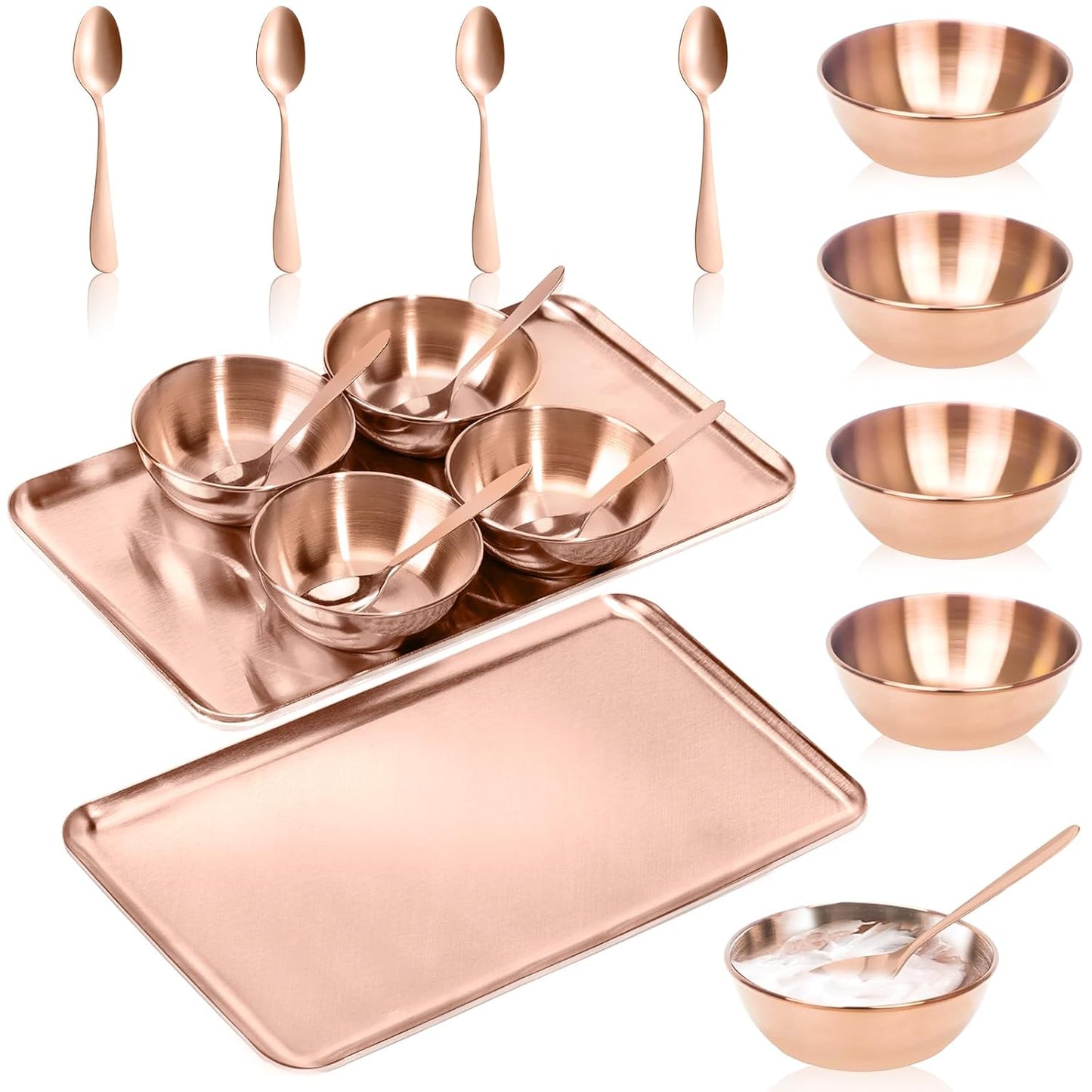 9 PCS Rose Gold Esthetician Supplies 4 Rose Gold Facial Bowls Esthetician 4 Facial Mixing Spoons Facial Mask Mixing Bowl Large Stainless Steel Skin Care Tray Esthetician Spoons for Skin Care Face Mask