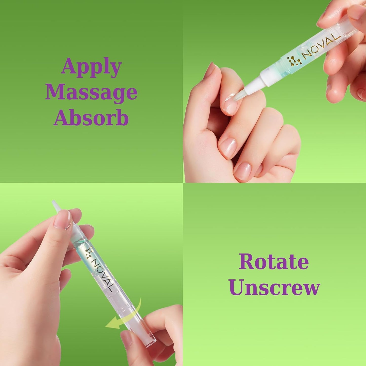 NOVAL Cuticle Oil Pens for Nails – Moisturizing & Fast Absorption, Non-Greasy, Lime Scent, 6PCS