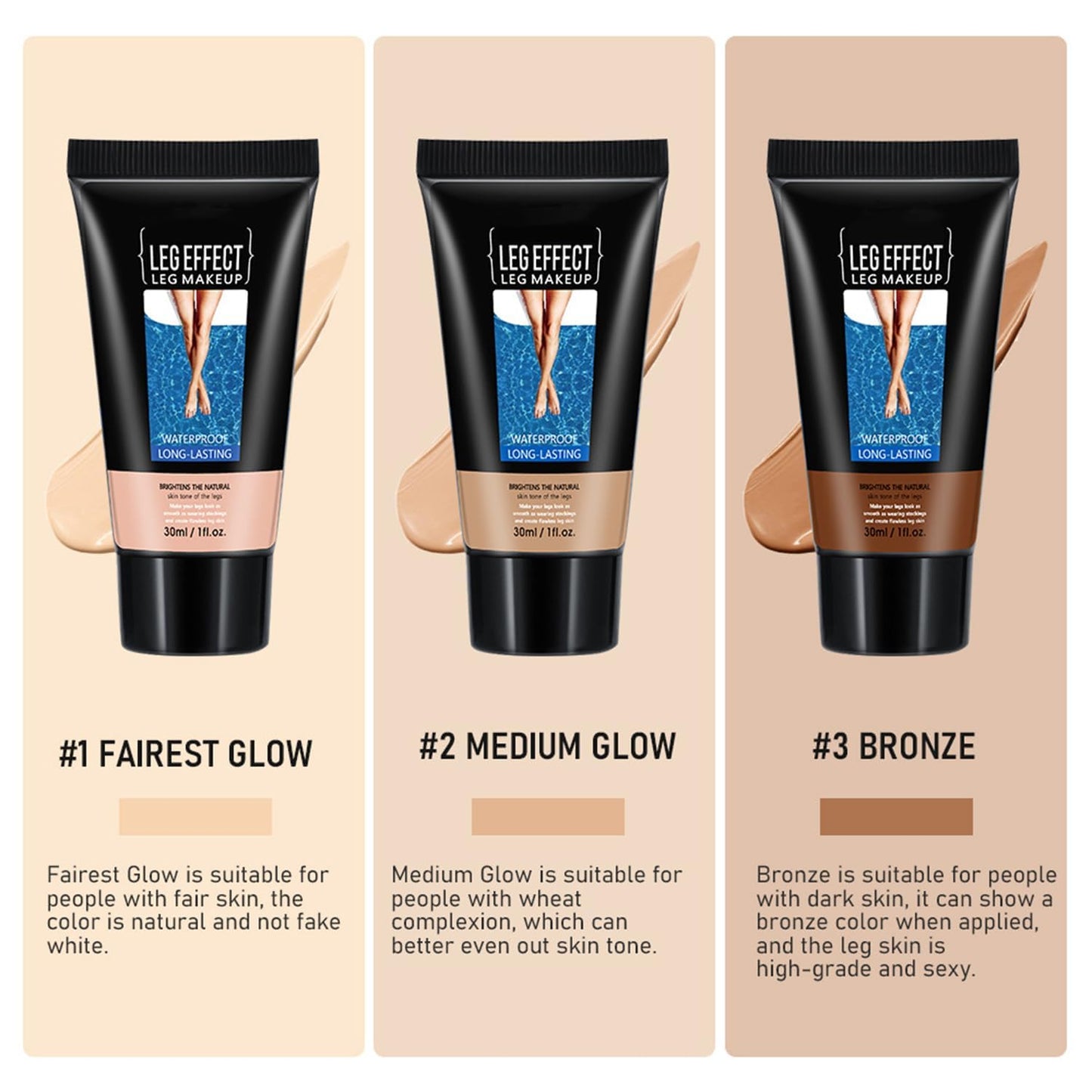 Leg Makeup Waterproof No Transfer,Body Coverage Perfector,Fade the Skin Color of Legs, Effectively Cover the Scars of Legs and Body,Highly Body Concealer (MEDIUM GLOW)