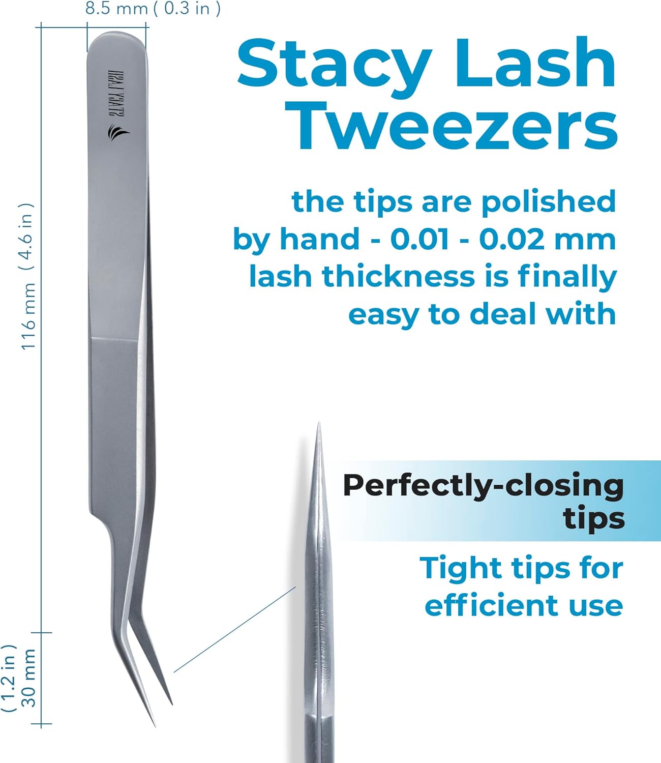 Stacy Lash STL-7 Curved Eyelash Extension Tweezers/Supplies for False Lashes Isolation & Volume Extensions/Precision Applicator Tool/Beauty Accessories/Sharp Tweezer Tip/Eyelashes Tools