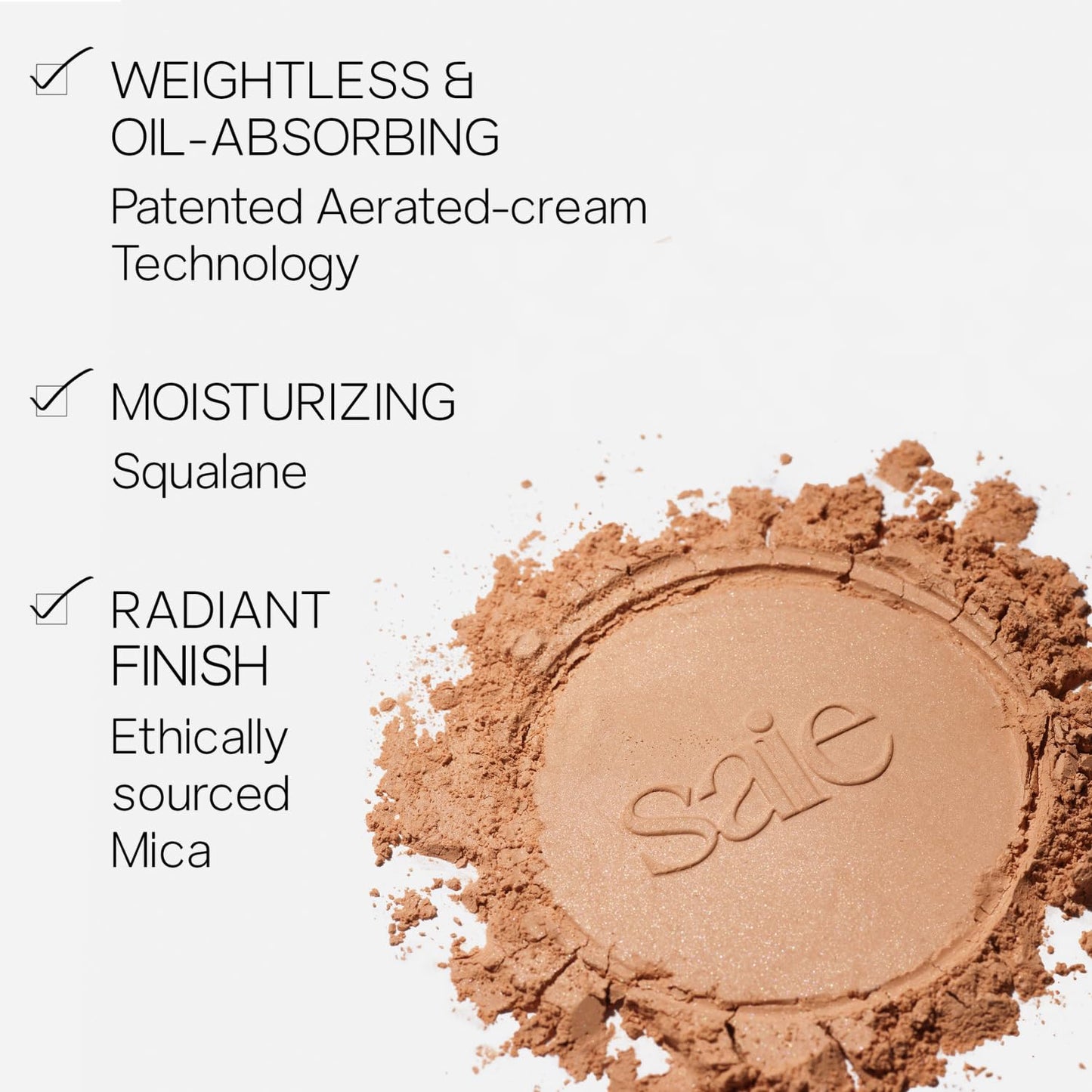 Saie Airset Radiant Loose Setting Powder - Weightless Face Powder to Set, Smooth + Diffuse Face Makeup - Formulated with Hydrating Squalane - Translucent Medium (0.14 oz)