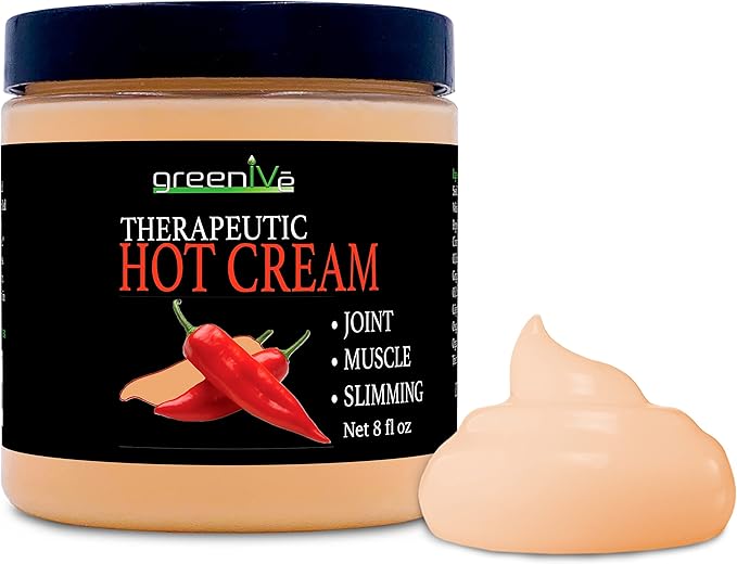 GreenIVe Hot Cream Massage Lotion Hot & Cold Sensation for Joints and Muscles and Skin Tightning Wraps (8oz Jar)