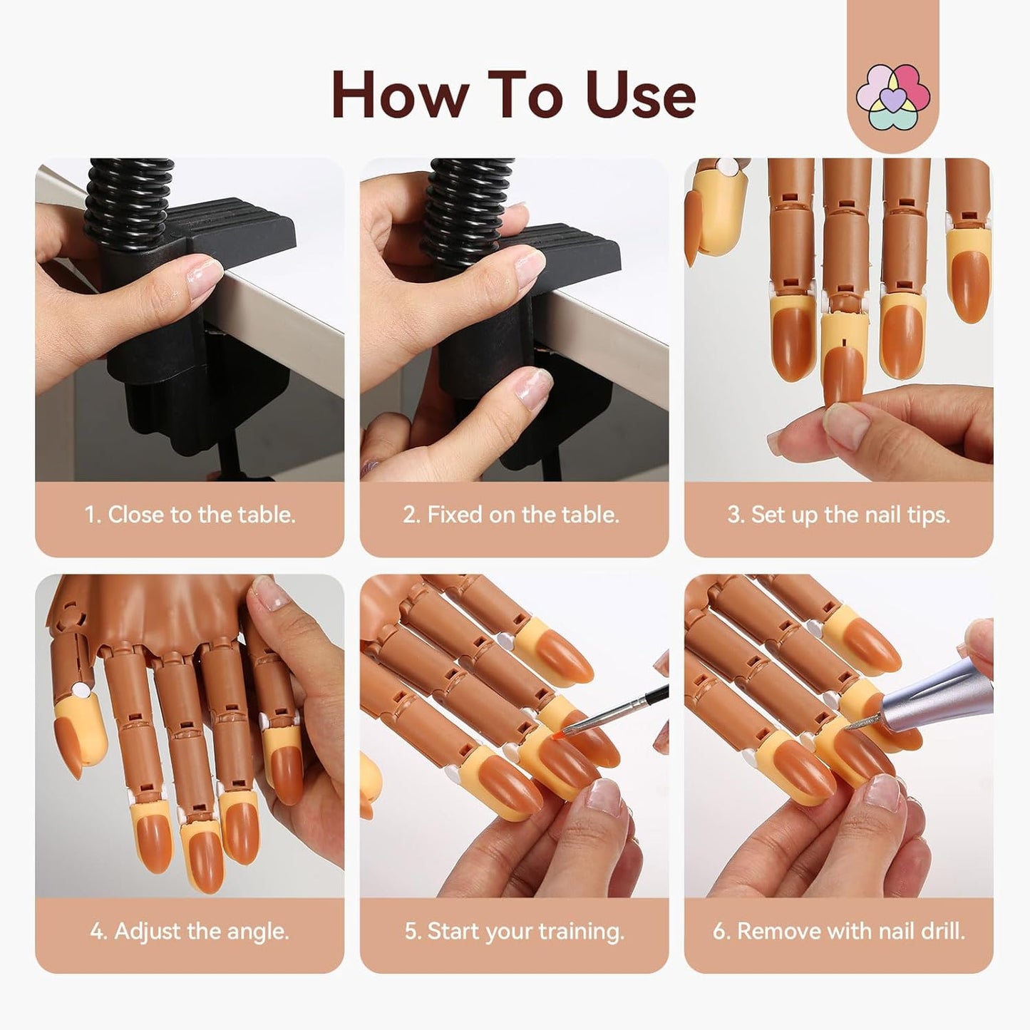 Saviland Advanced Practice Hand for Acrylic Nails: 2025 Upgraded Anti-Slip Nail Practice Hand Flexible Nail Tech Supplies 200Pcs Nail Tips Nail Glue Clipper Manicure Trainng Hand Nail Kit for Beginner