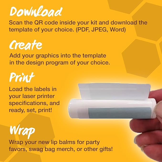 Nature's Bees DIY Lip Balm Kit, Natural Cherry Flavor, Includes 48 Blank Lip Balm Tubes with 60 Labels, Made with Beeswax, Cocoa Butter, Coconut Oil, and Aloe, 0.15 oz Each