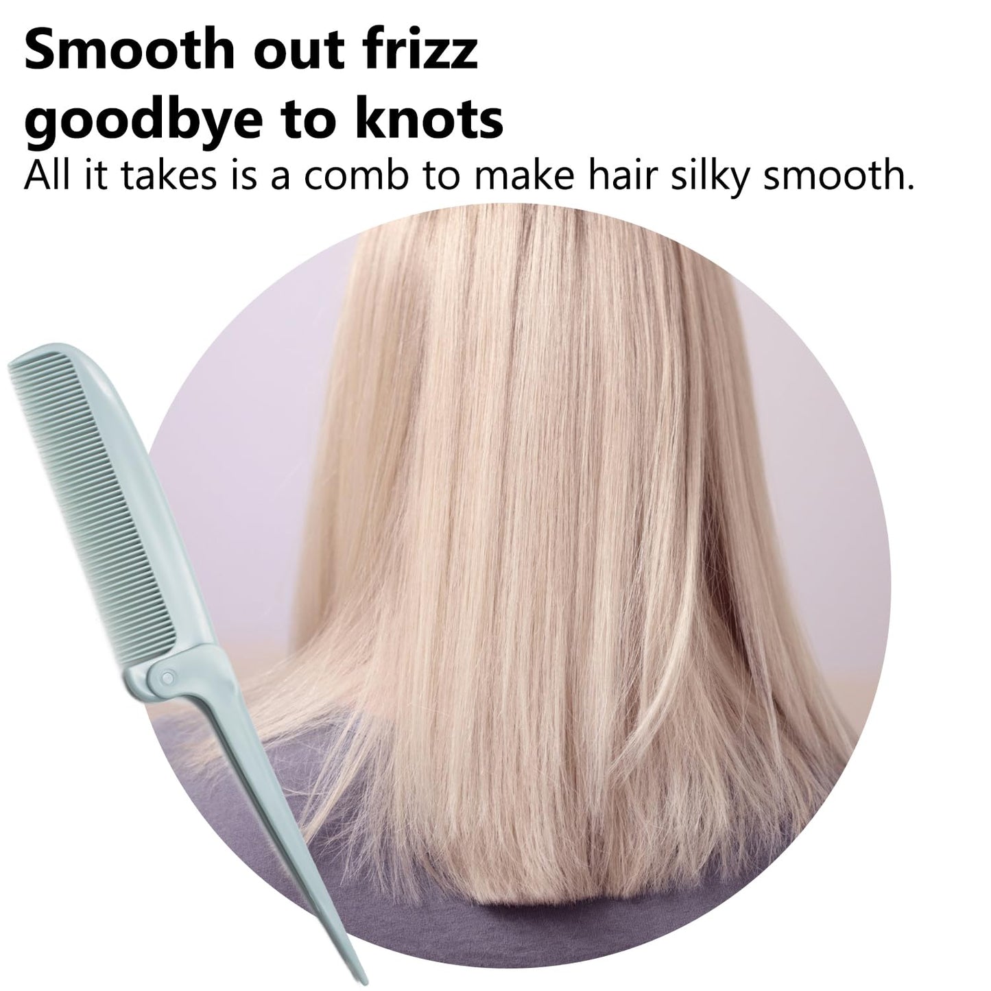 2 Pack Hair Parting Combs, Hair Styling Beauty Tools, Rat Tail Combs, Foldable Comb for Travel, Stylist (Blue,Green)