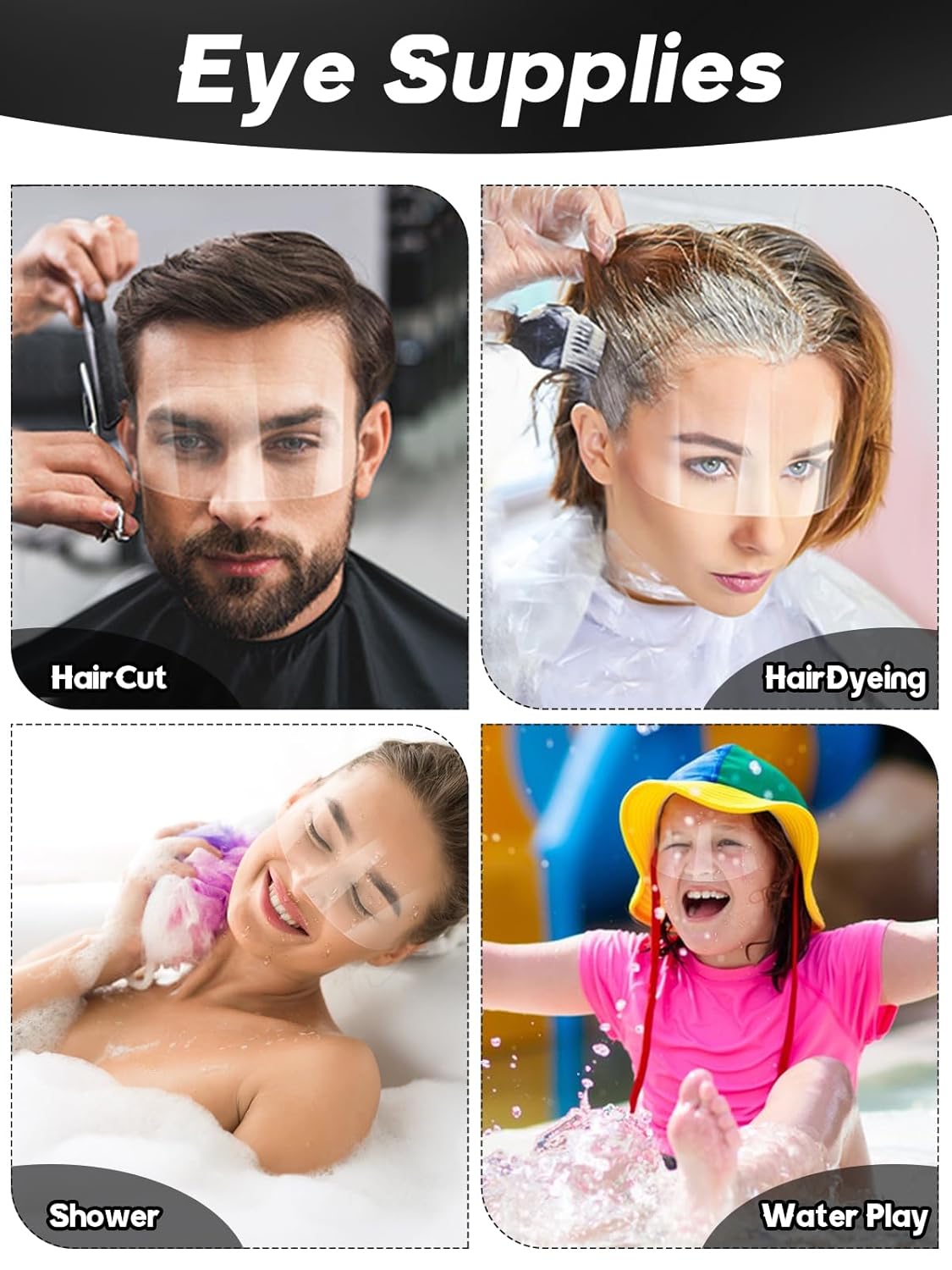 EBANKU 300 Pcs Shower Face Eye Shield Visor, Plastic Shower Shield Visor Eye Protector Makeup Protective Eyebrow Shower Visors for Adults Showering Haircut Hairspray