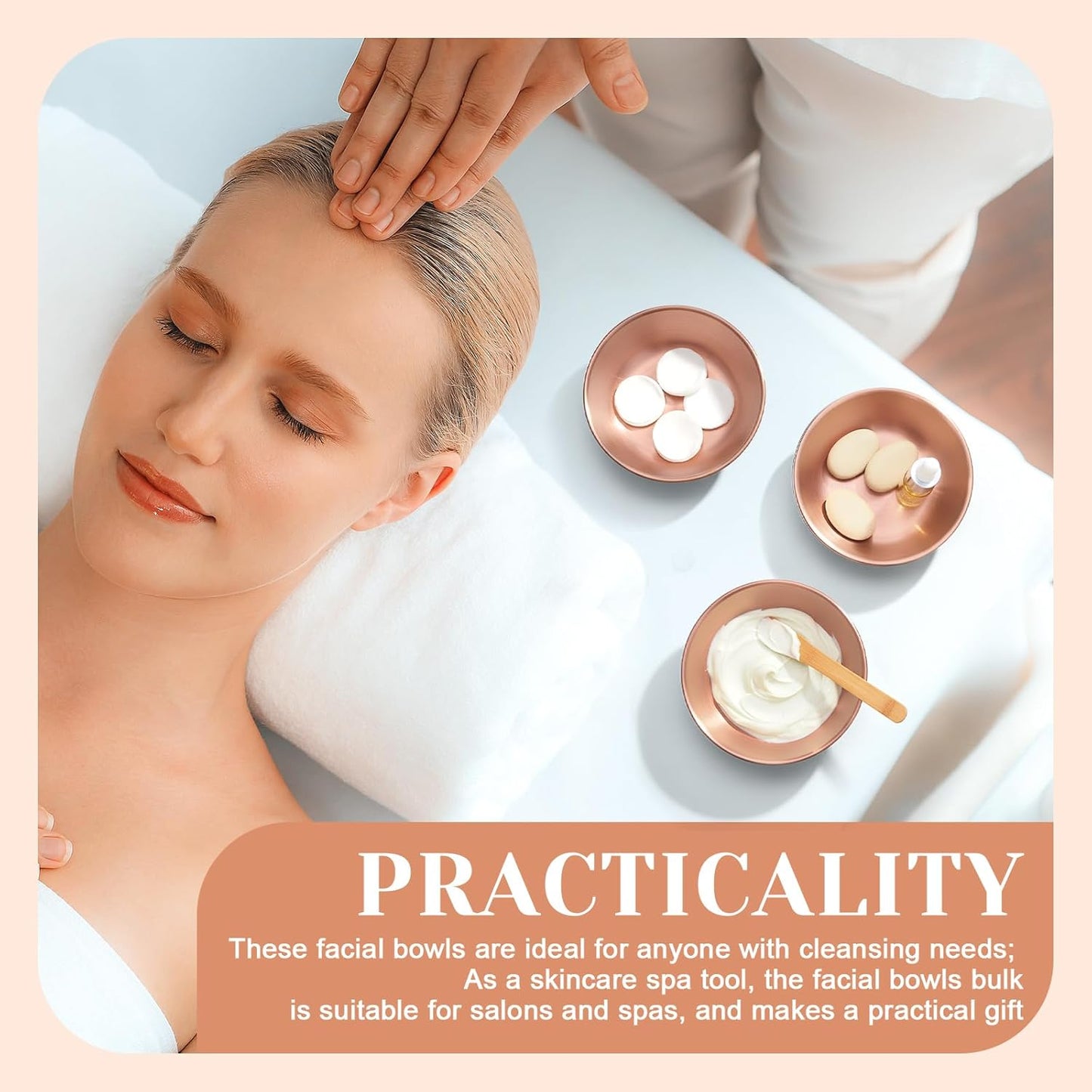 Vesici 16 Pcs Stainless Steel Facial Bowls 3.35 Inches Esthetician Mixing Bowls Esthetician Supplies for Women Skincare Salon Cosmetic Spa Home Use (Rose Gold)